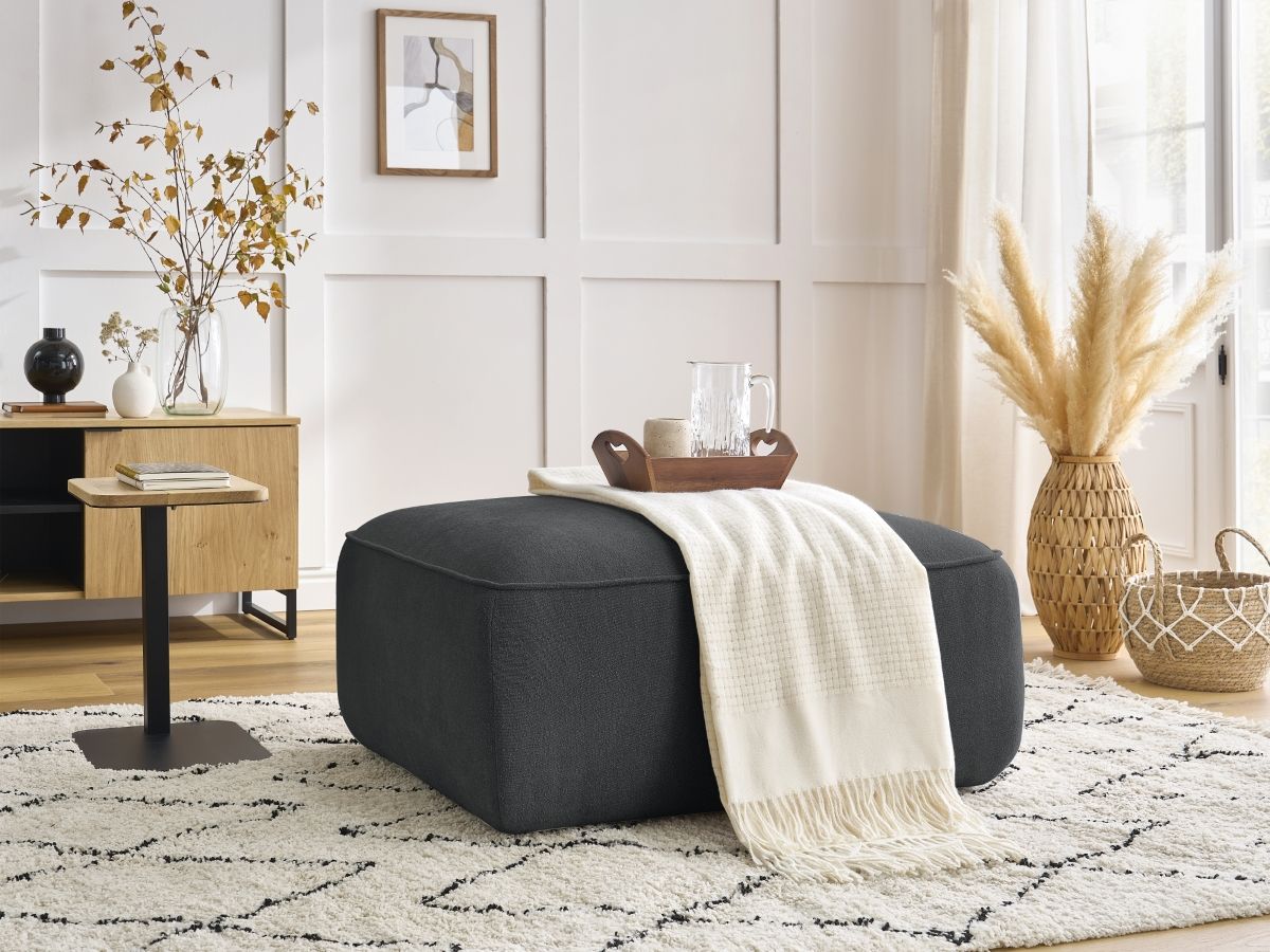 Bobochic Zephyr Pouf Strukturstoff Dunkelgrau