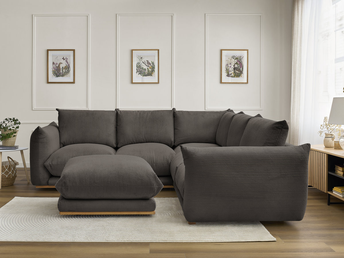 Bobochic Ernest Ecksofa mit Pouf Cordsamt Taupe