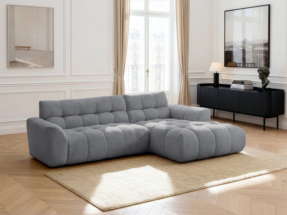 Bobochic Jaya Ecksofa Chenille Grau Ecke rechts