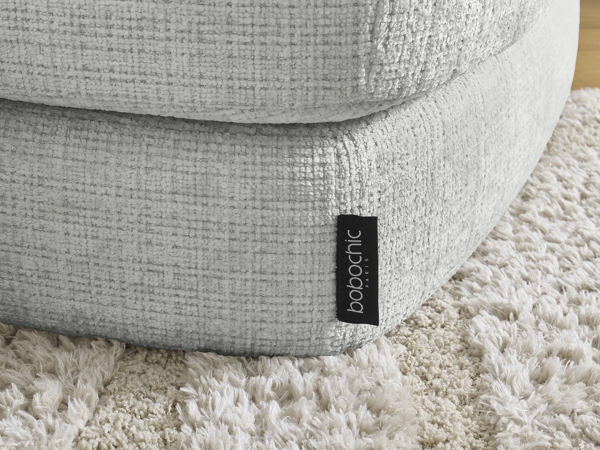 Bobochic Leonore Sofa 3-Sitzer mit Pouf Strukturstoff Hellgrau