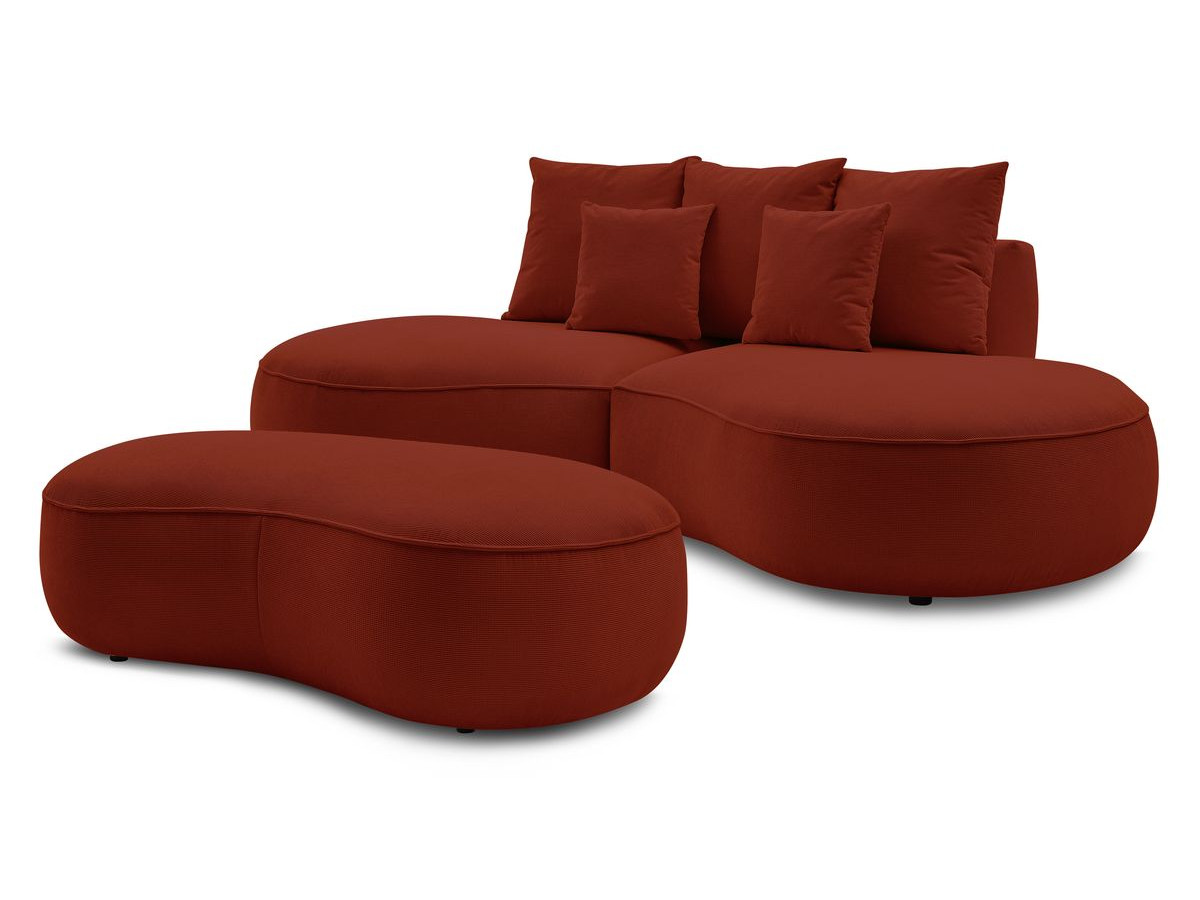 Bobochic Saint-germain Sofa 5-Sitzer mit Pouf Strukturstoff Rot