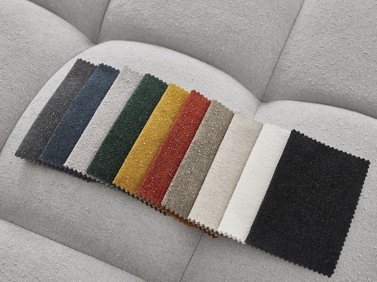 Bobochic Everest Schlafsofa 3-Sitzer mit Bettkasten, 5 Kissen Strukturstoff Hellgrau