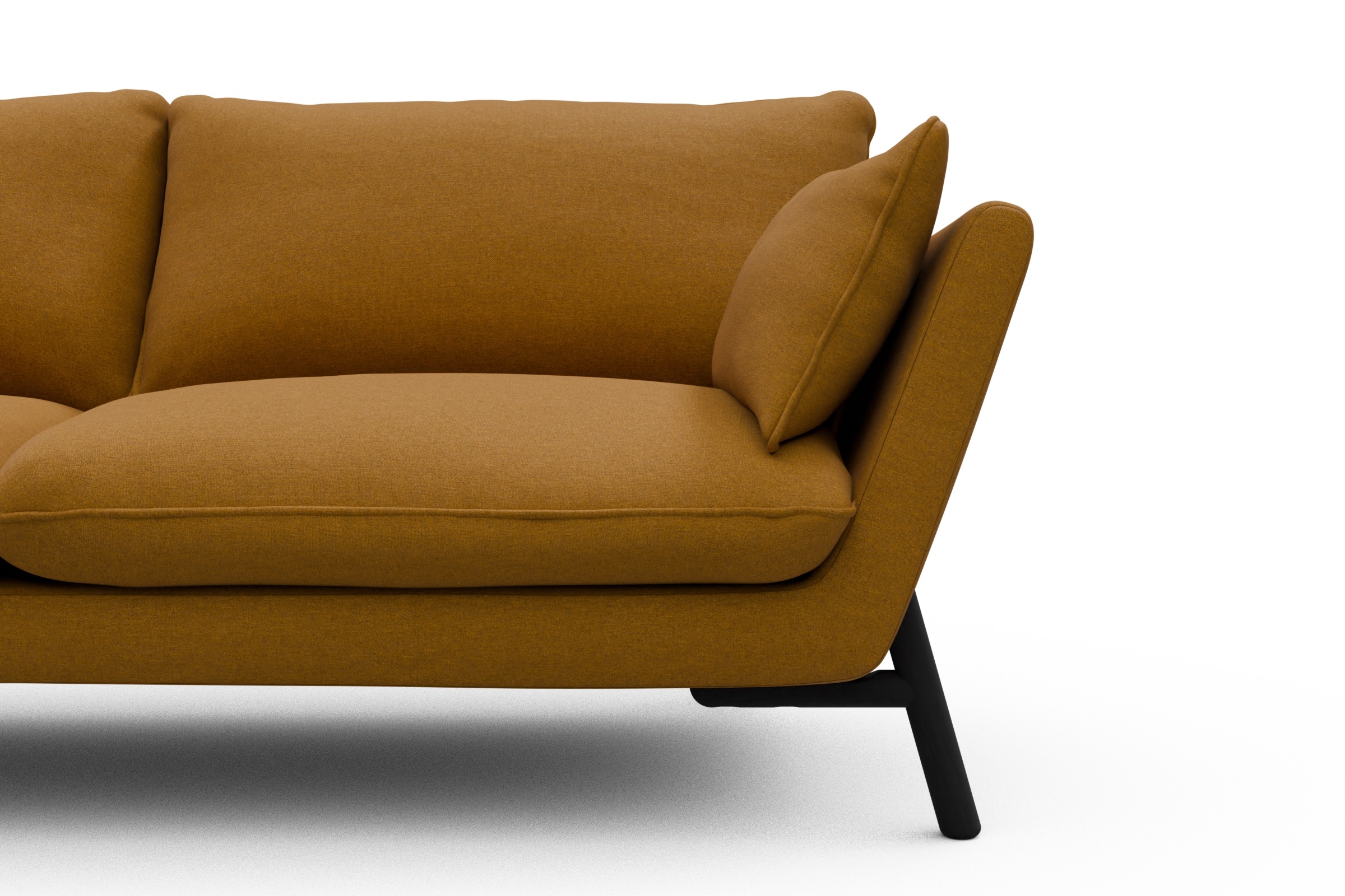 Sofa Emil 3-Sitzer Beinfarbe Eiche Schwarz Satya-Ocre