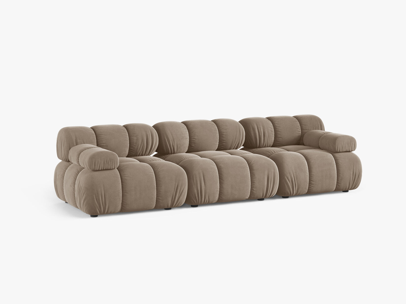 Micadoni Modulares Sofa Bellis 3-Sitzer Samt Bluvel Cappuccino