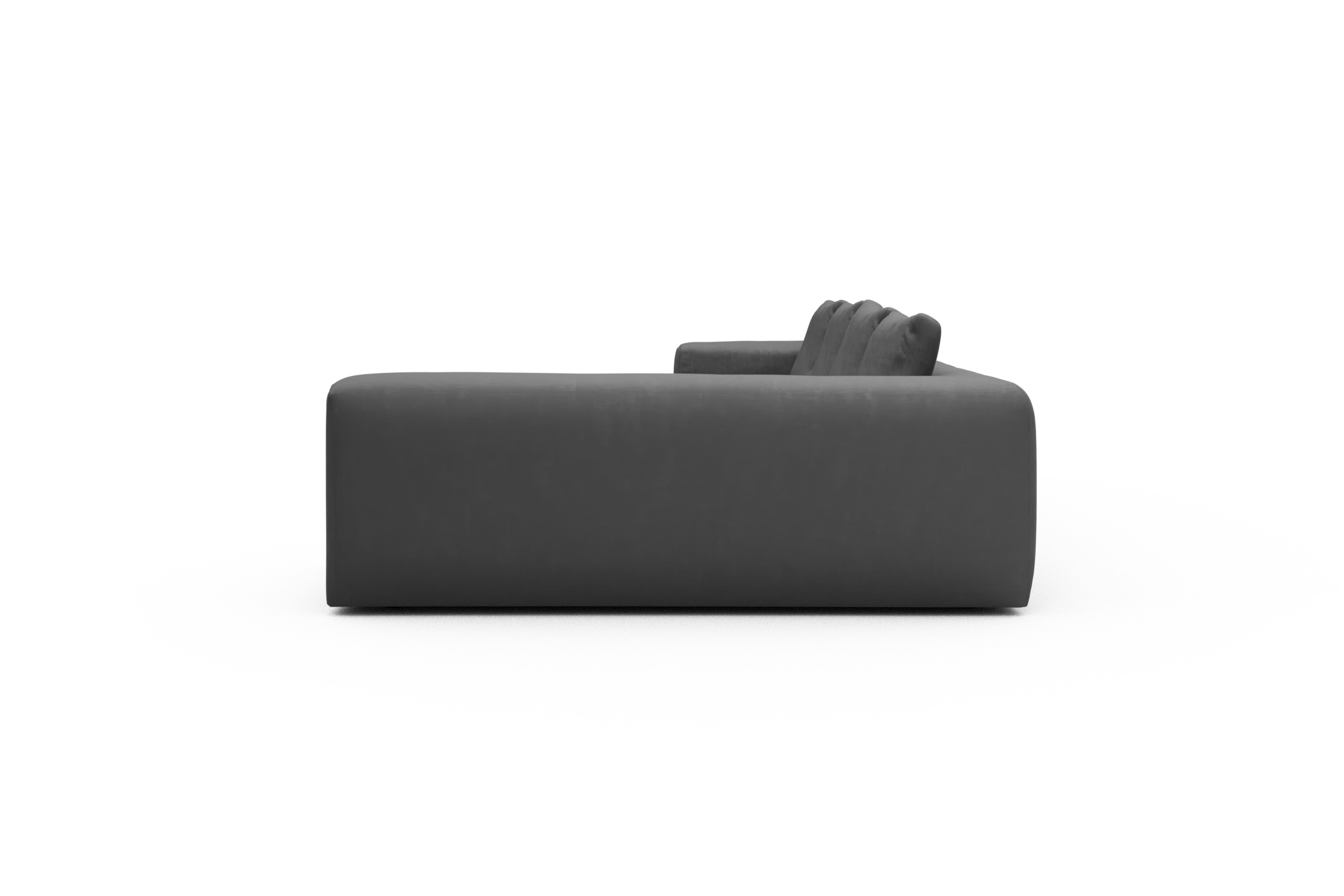 Wohnlandschaft Fred Chaiselongue links mit 2-Sitzer und lange Armlehne rechts Cordufine-Grey