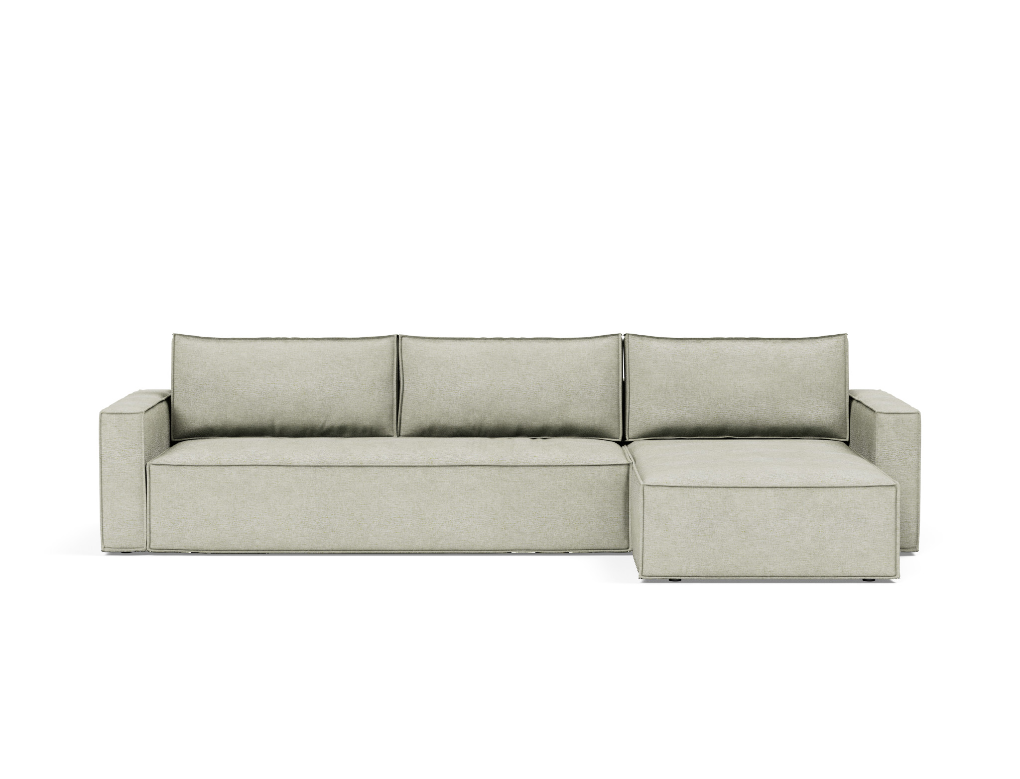 Schlafsofa Newilla mit Chaiselongue Flachgewebe Avella 280-Sand