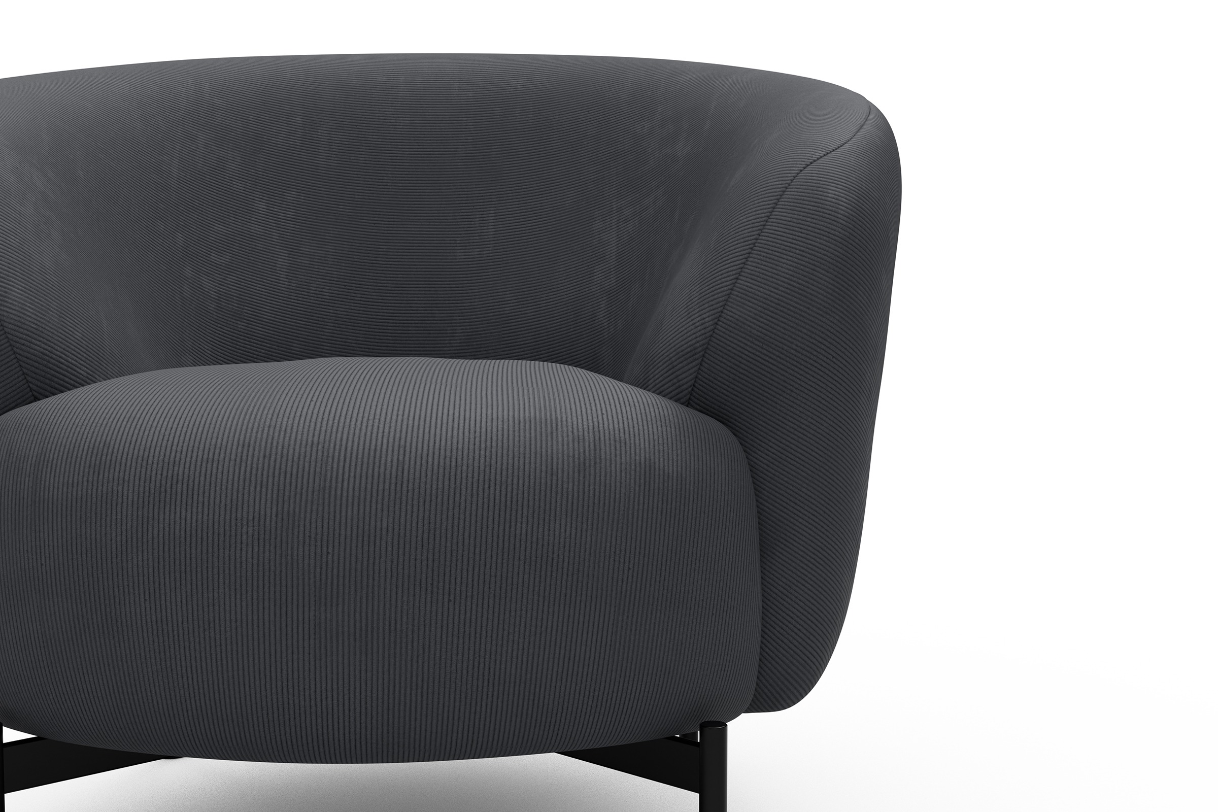 Sessel Ronda X-Metallgestell Schwarz Cordufine-Slate-Grey
