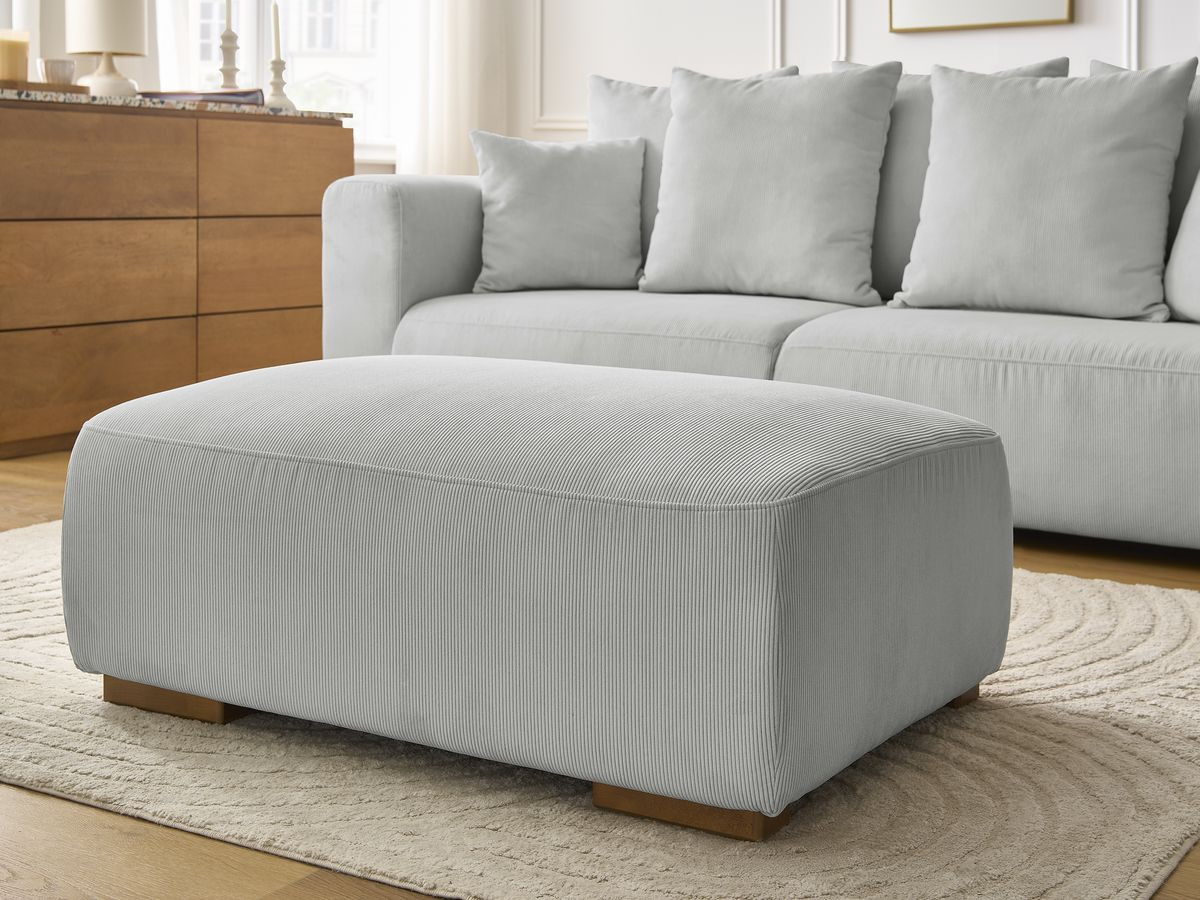 Bobochic Sidonie Sofa 4-Sitzer mit Pouf Cordsamt Hellgrau