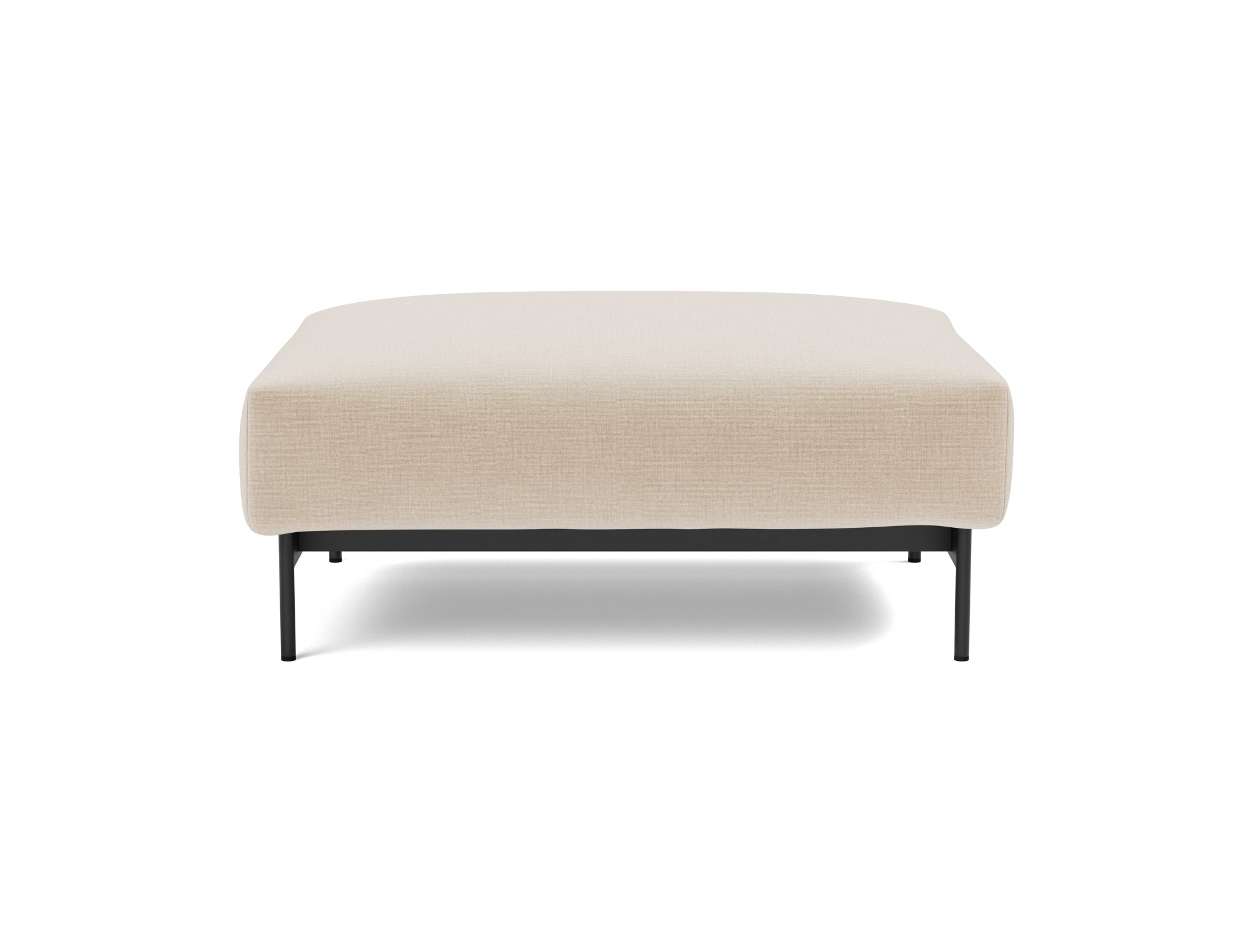 Hocker Malloy Chenille Esina 410-Almond-Beige Beine Schwarzes Metall