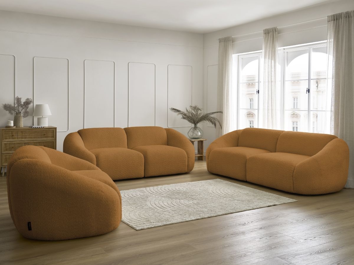 Bobochic Tina Sofa 6-Sitzer Bouclé-Stoff Gelb