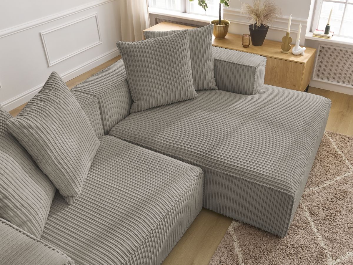 Bobochic Nina Ecksofa Cordsamt Taupe Ecke rechts