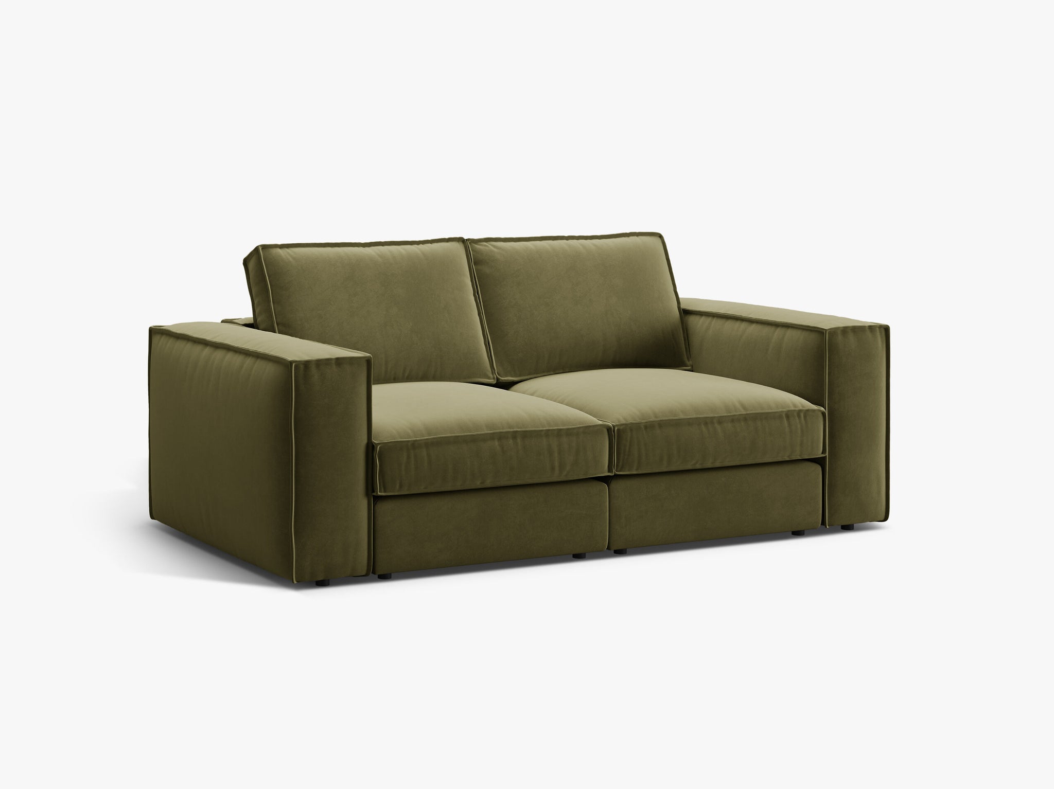 Micadoni modulares Sofa Pola 2-Sitzer Samt Salvador Grün