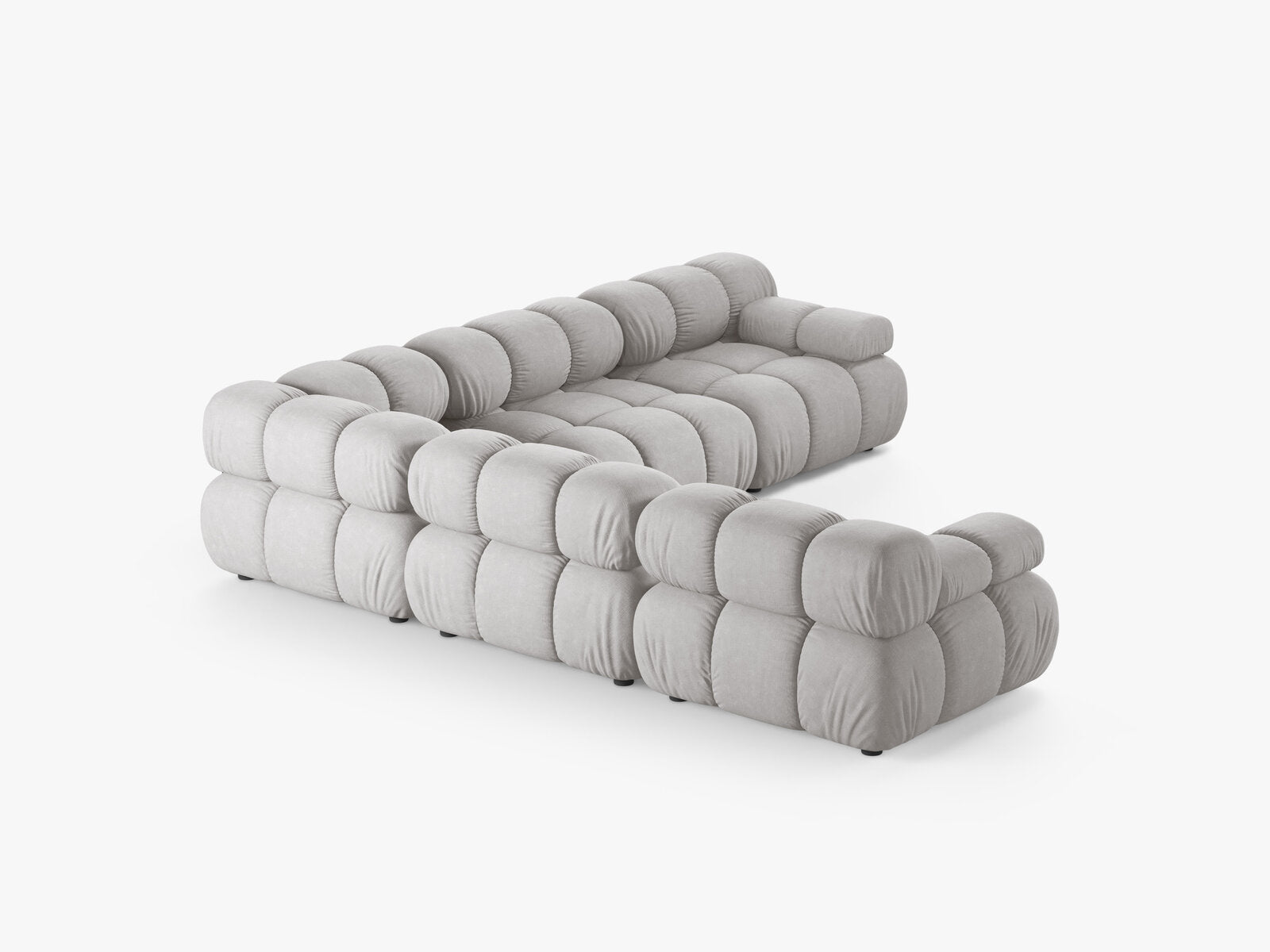 Micadoni Symmetrisches Ecksofa Bellis 5-Sitzer Strukturierter Stoff Liberty Hellgrau