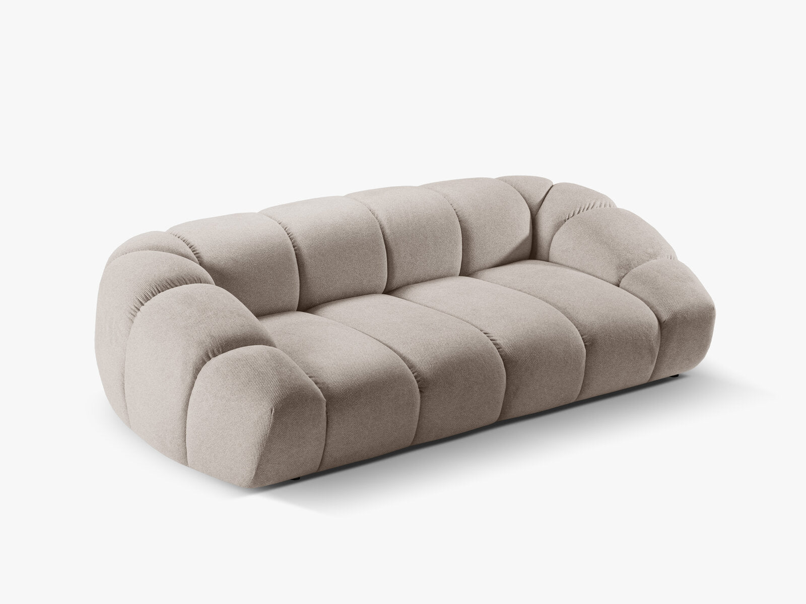 Micadoni Sofa Diana 3-Sitzer Strukturierter Samt Bubble Dunkelbeige