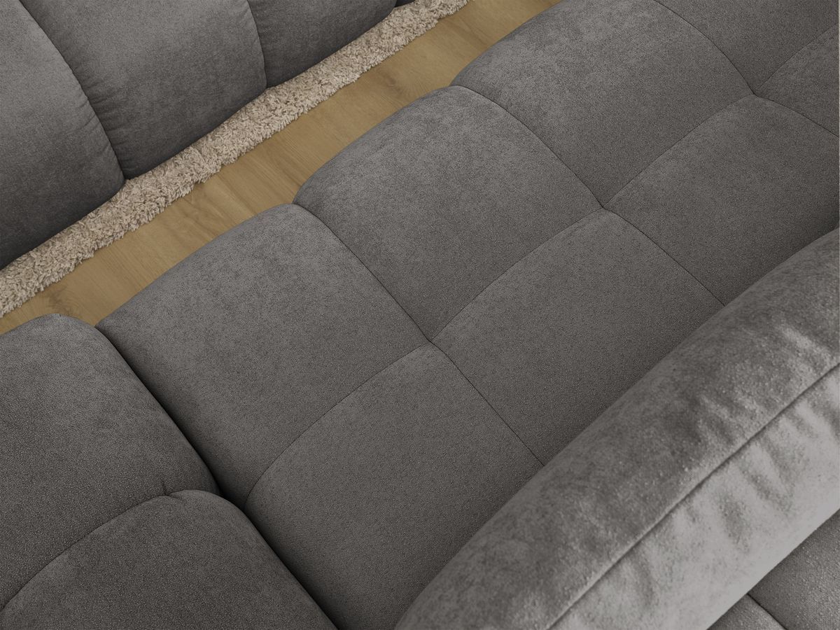 Bobochic Everest Ecksofa mit Schlaffunktion und Bettkasten und Pouf 318 × 180 cm, 3 Kissen Strukturstoff Dunkelgrau Ecke links