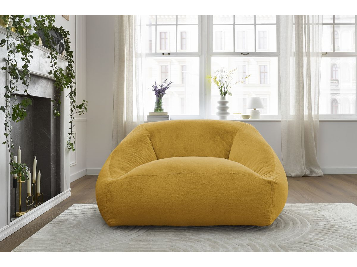 Bobochic Lilibet Pouf Kunstfell Gelb