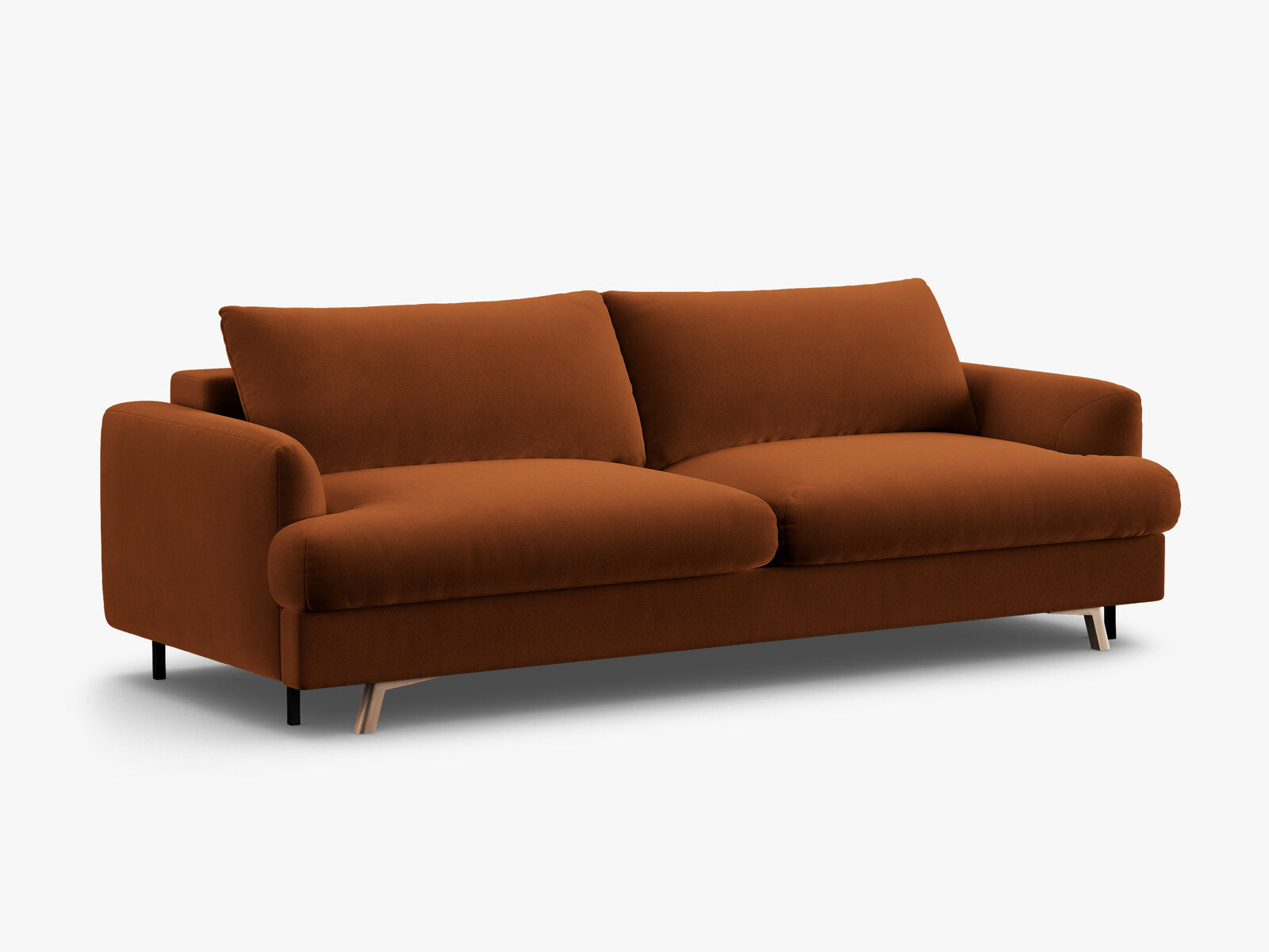 Micadoni Naomi Schlafsofa 3-Sitzer mit Bettkasten Samt Salvador Terrakotta