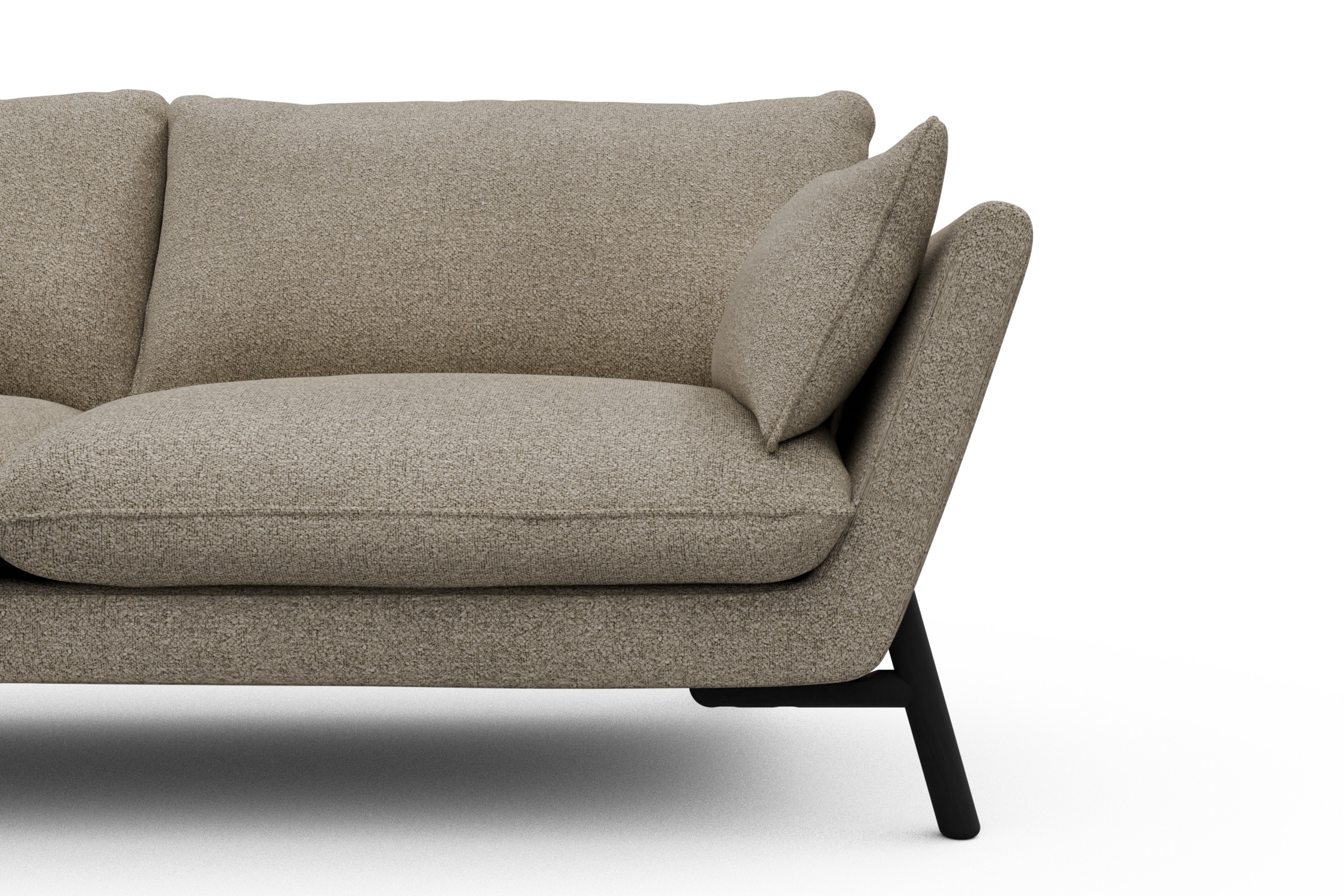 Sofa Emil 2-Sitzer Beinfarbe Eiche Schwarz Boucle-Beige