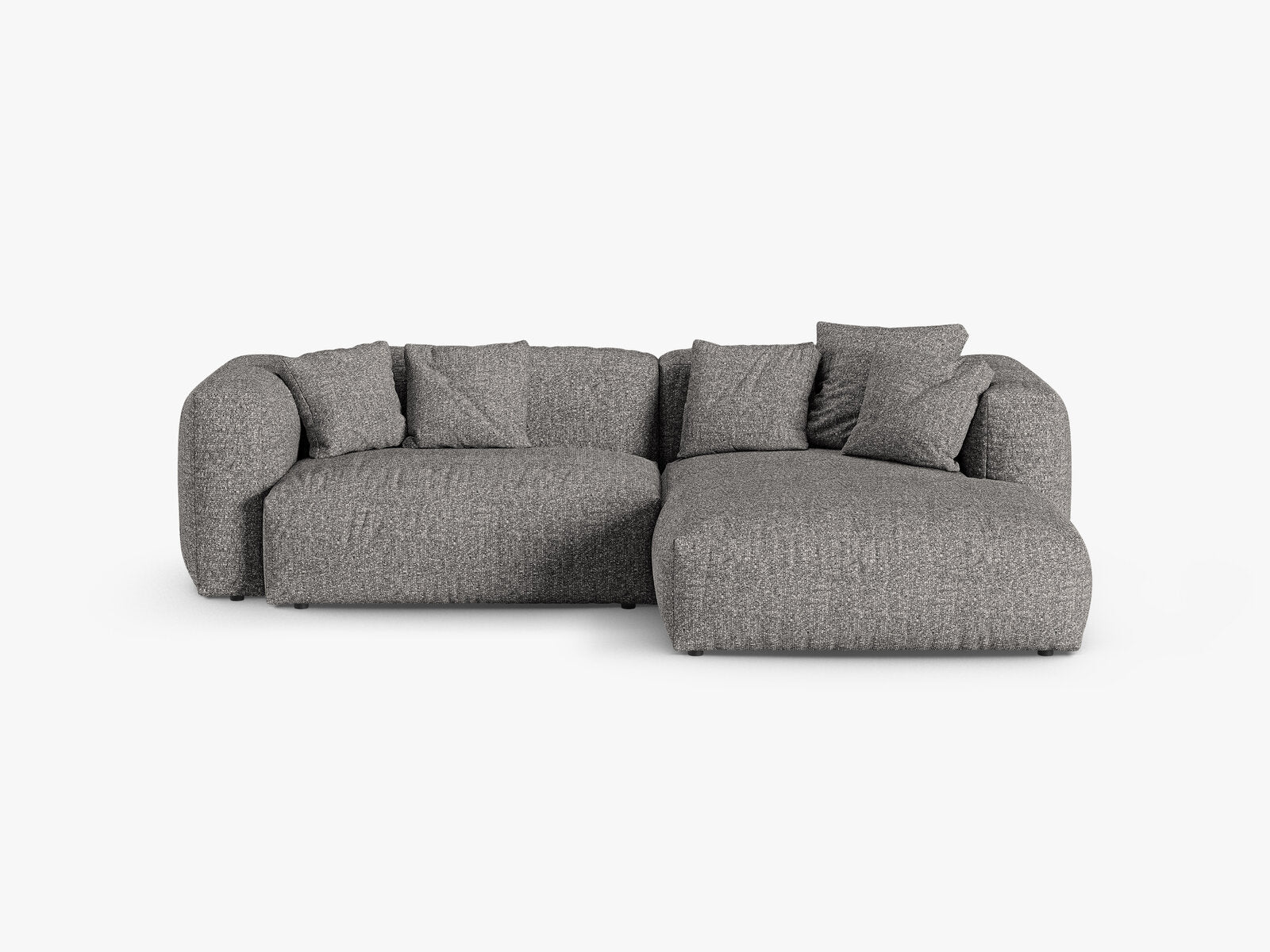 Micadoni Ecksofa Martina 2-Sitzer 90cm Sitztiefe Rechts Boucle Monet Graphit