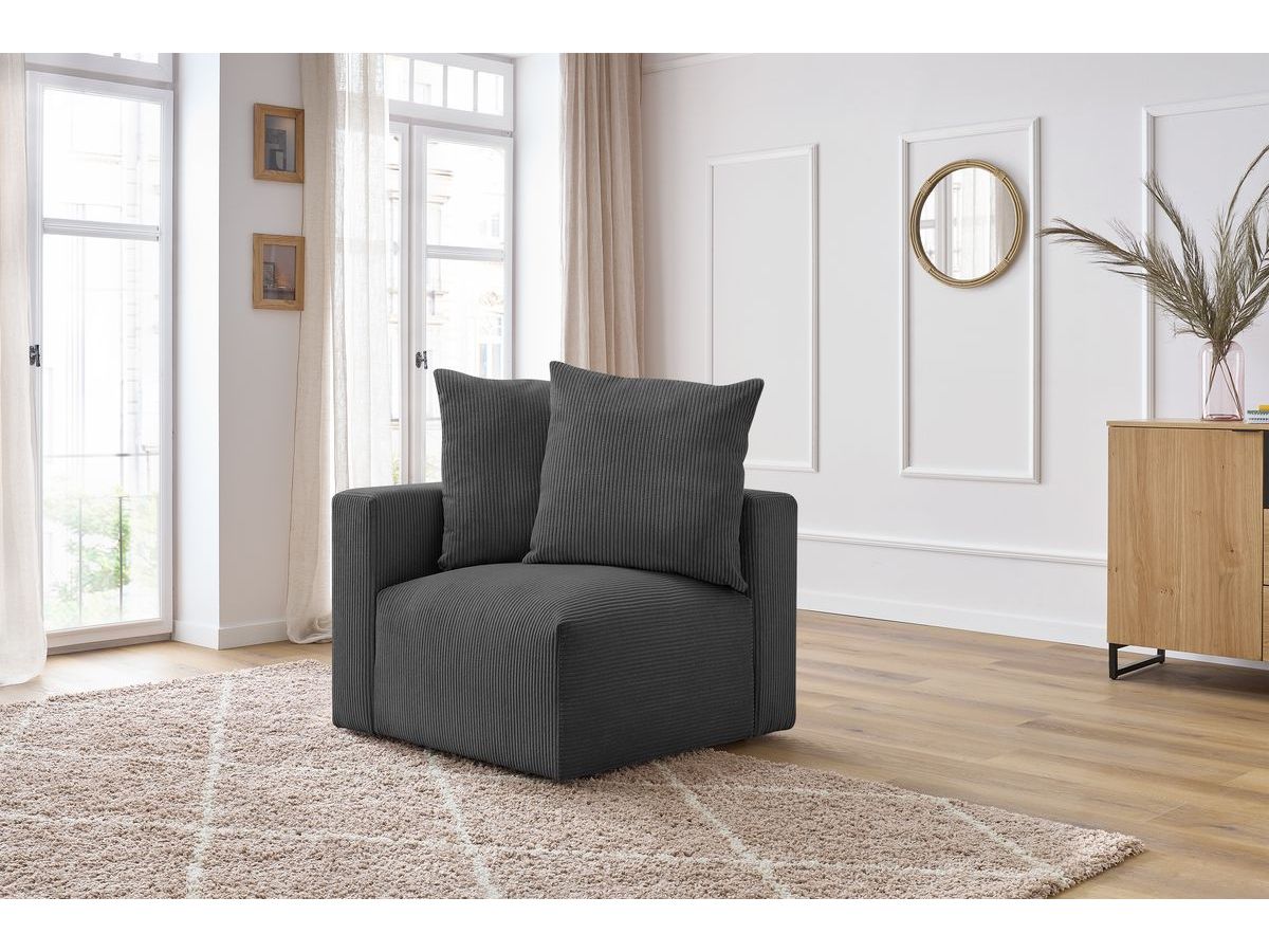 Bobochic Voltaire Eckmodul Cordsamt Dunkelgrau Ecke links