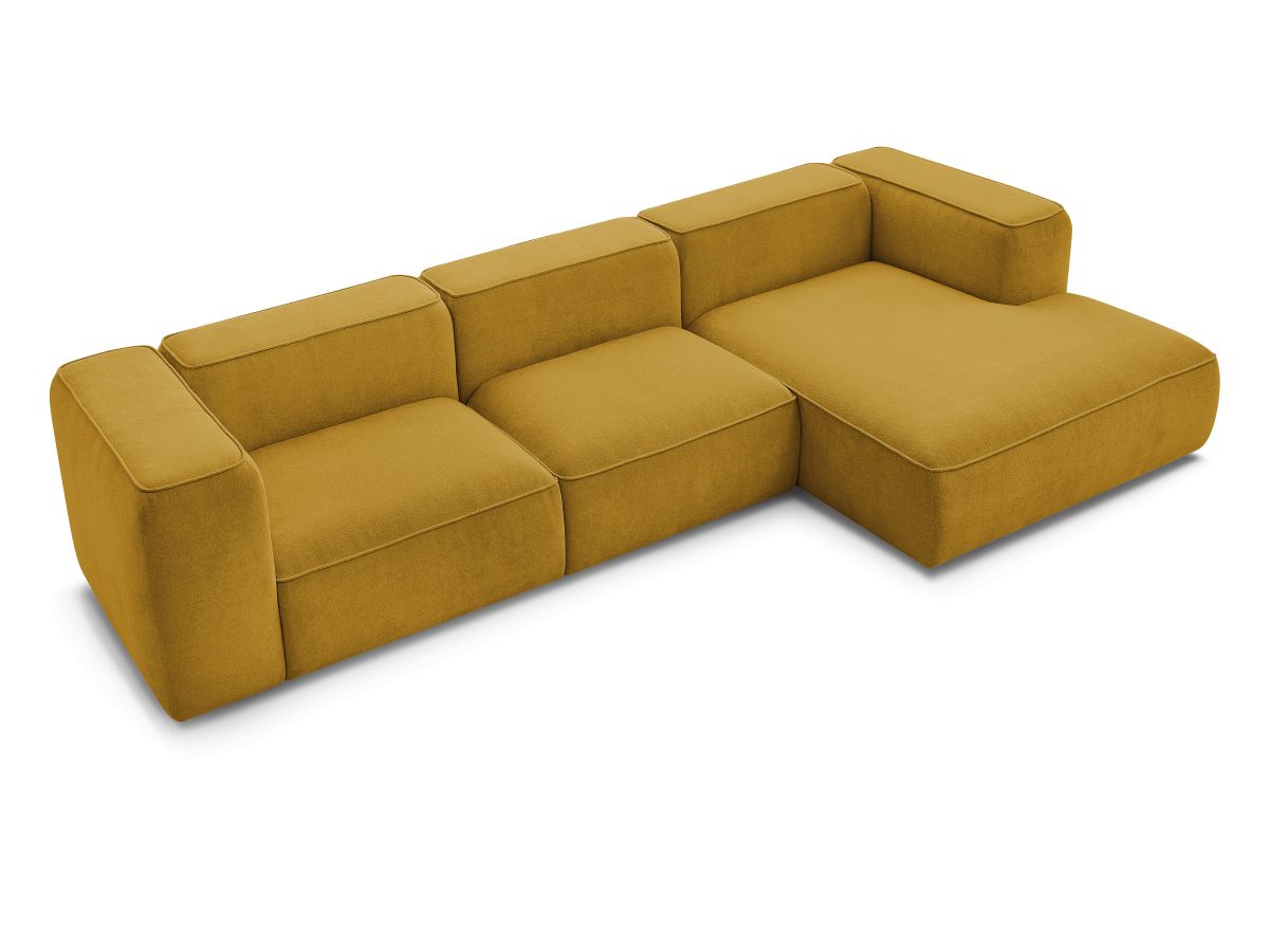Bobochic Zephyr Ecksofa 349 × 165 cm Strukturstoff Gelb Ecke rechts