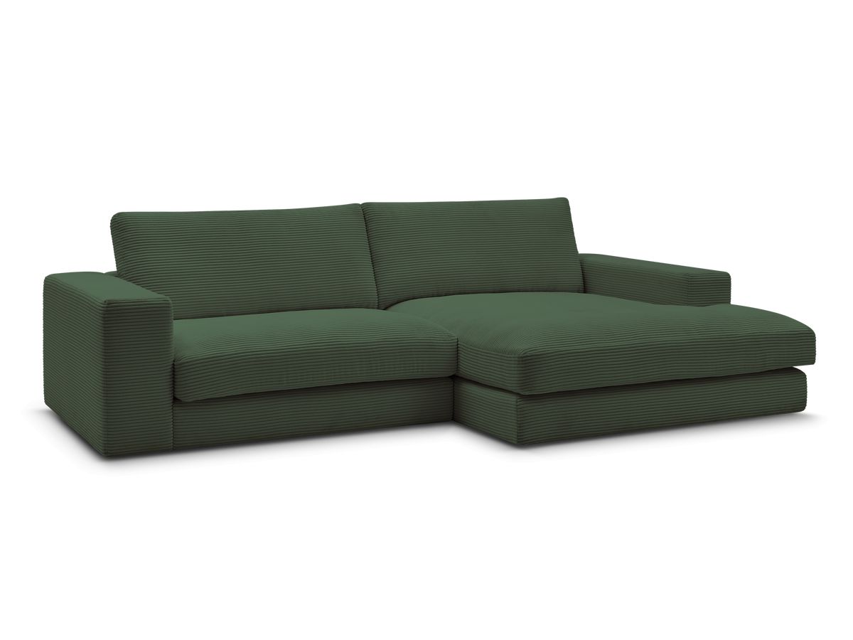 Bobochic Leonard Ecksofa 274 × 159 cm Cordsamt Dunkelgrün Ecke rechts