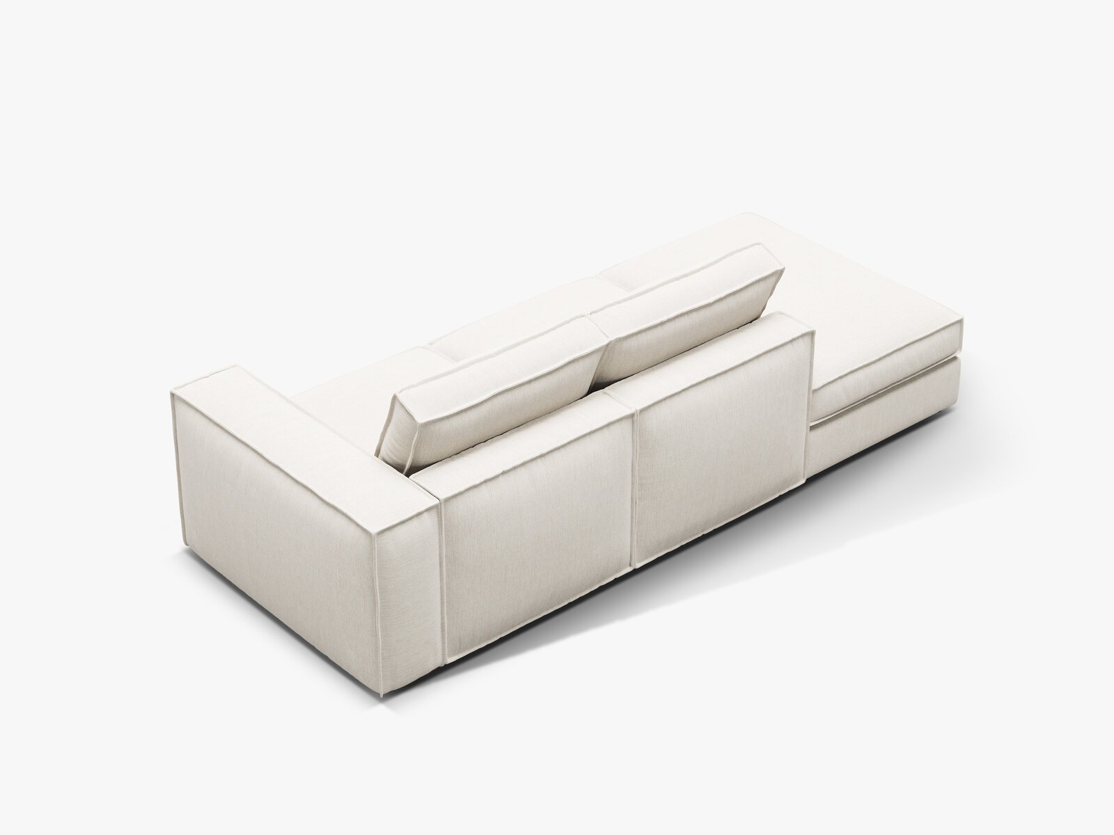 Micadoni modulares offenes Sofa Pola 3-Sitzer Links Strukturierter Stoff Babel Weiß