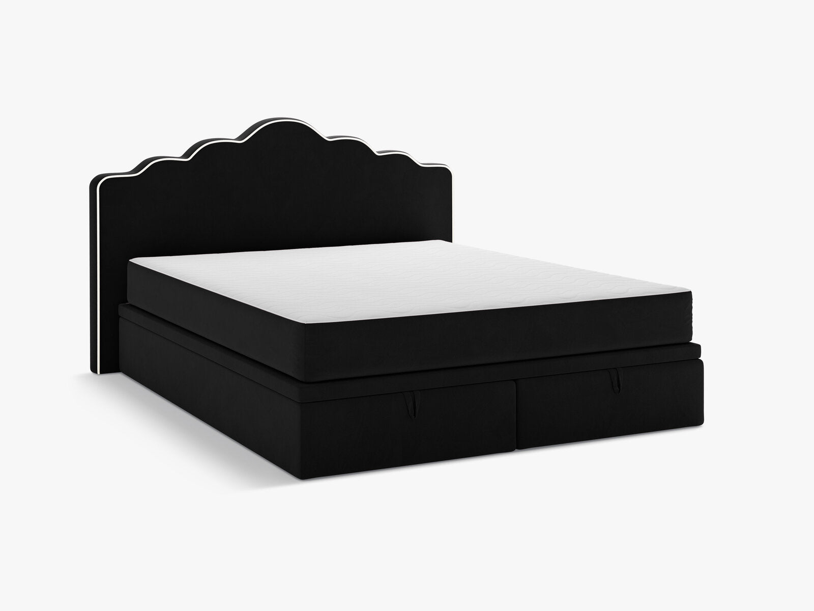 Micadoni Dream Boxspringbett mit Bettkasten und Kopfteil Samt Magic Velvet Elfenbein / Schwarz 140x200