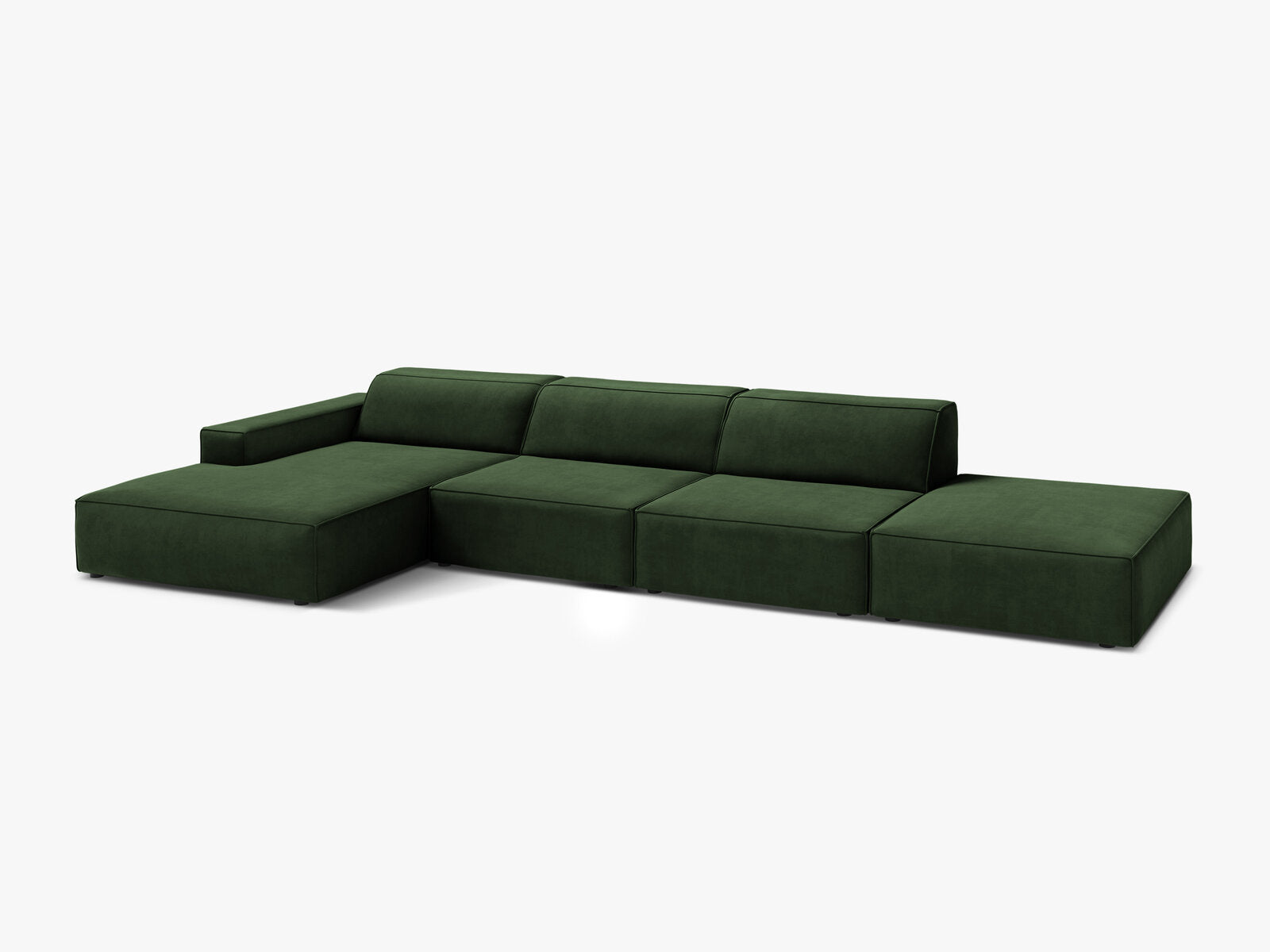 Micadoni Ecksofa Jodie 5-Sitzer Samt Venus Flaschengrün Links