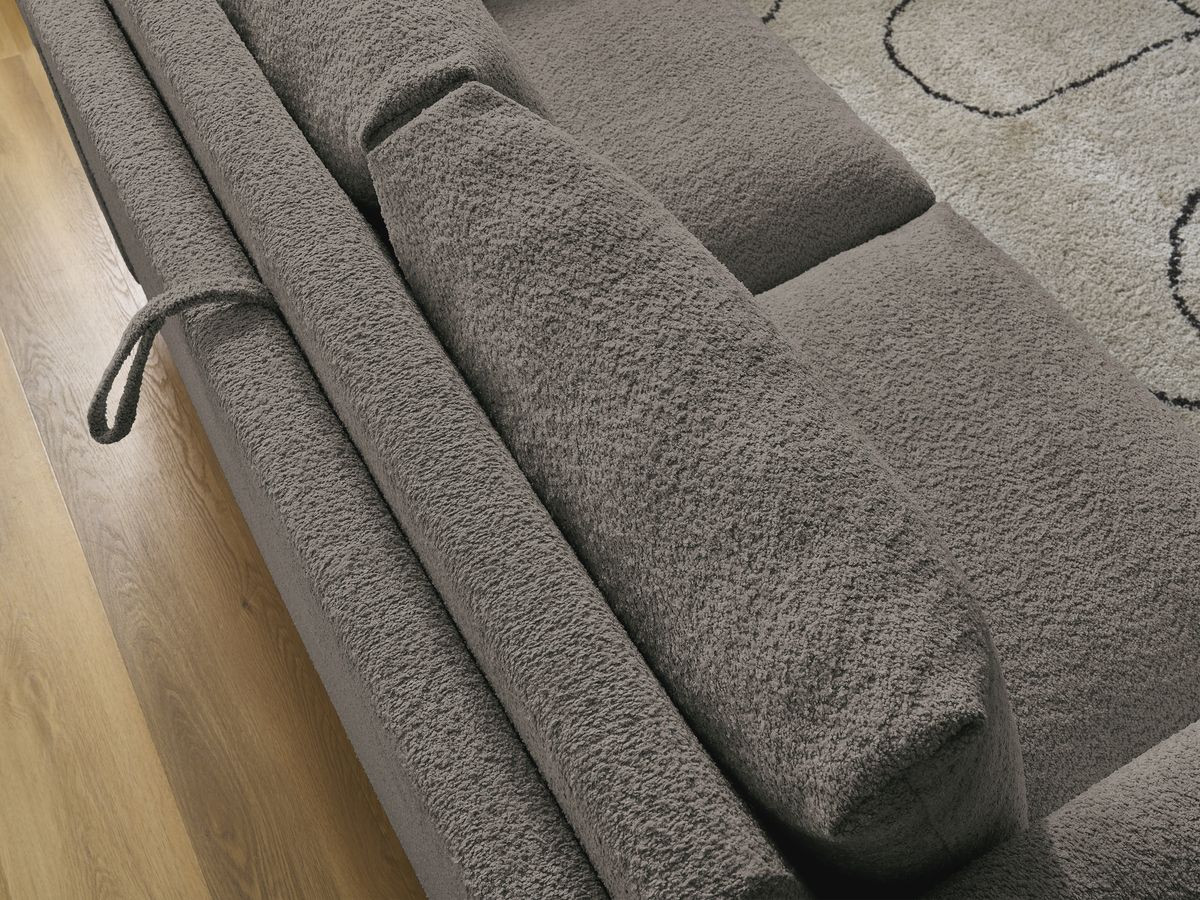 Bobochic Cocoone Schlafsofa 3-Sitzer Bouclé-Stoff Braun, Liegefläche 140 × 200 cm