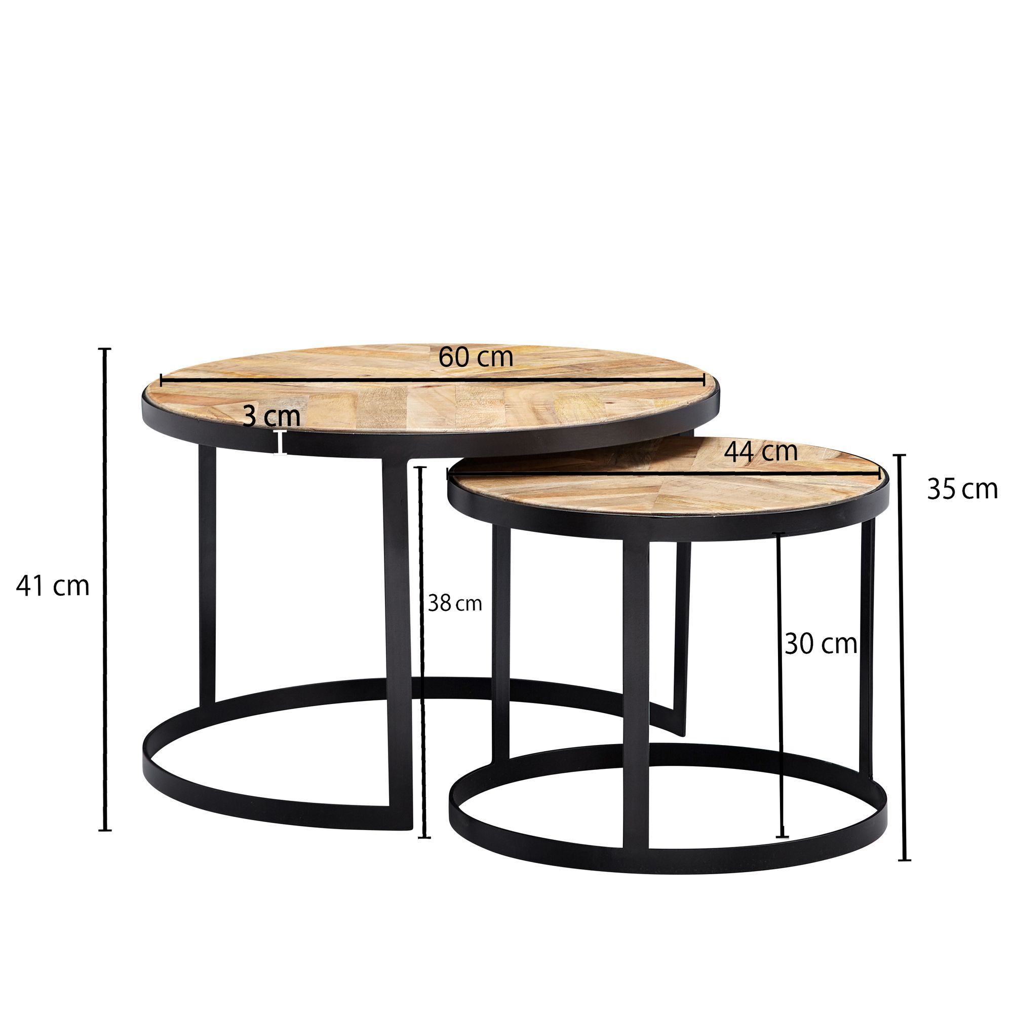 Satztisch 2er-Set Svolvaer Massivholz Akazie Höhe 41 cm