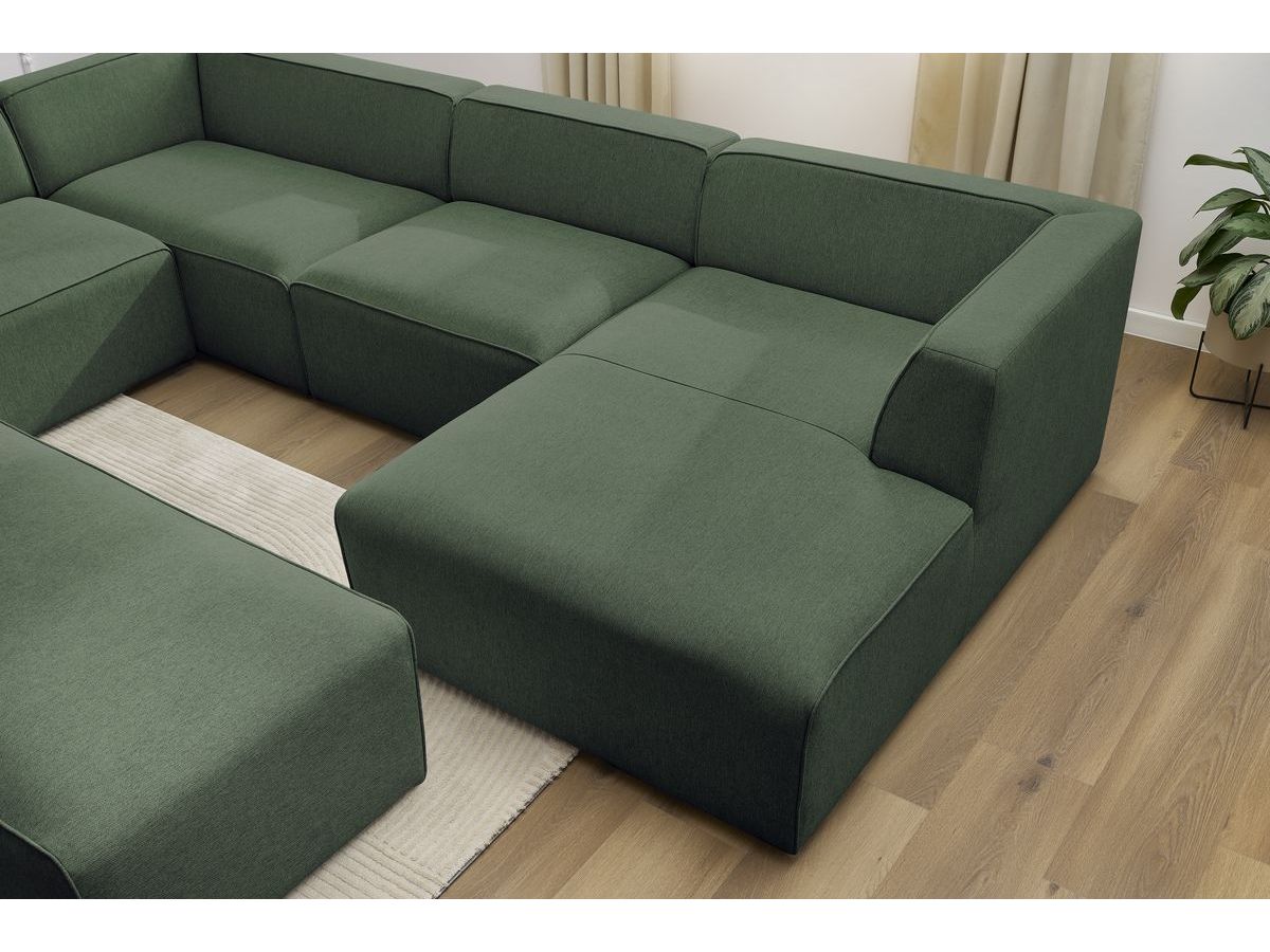 Bobochic Megeve Wohnlandschaft mit Pouf Melange-Stoff Grün Ecke rechts