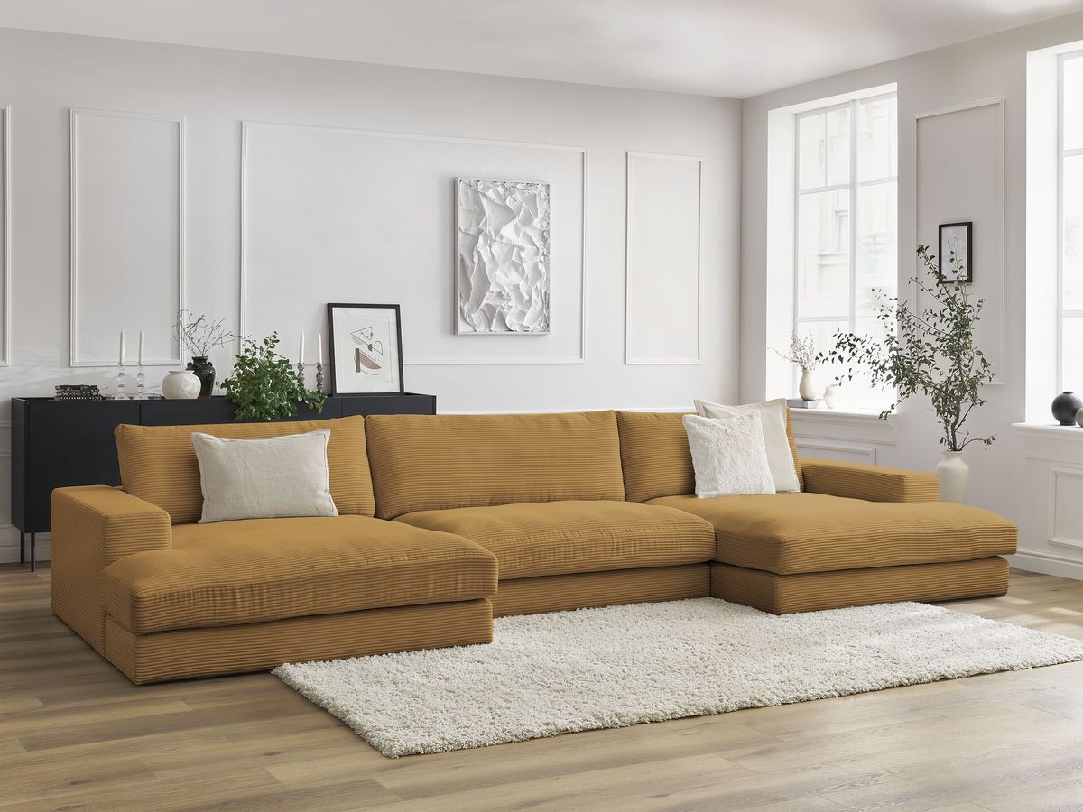 Bobochic Leonard Wohnlandschaft 349 × 159 cm Cordsamt Gelb