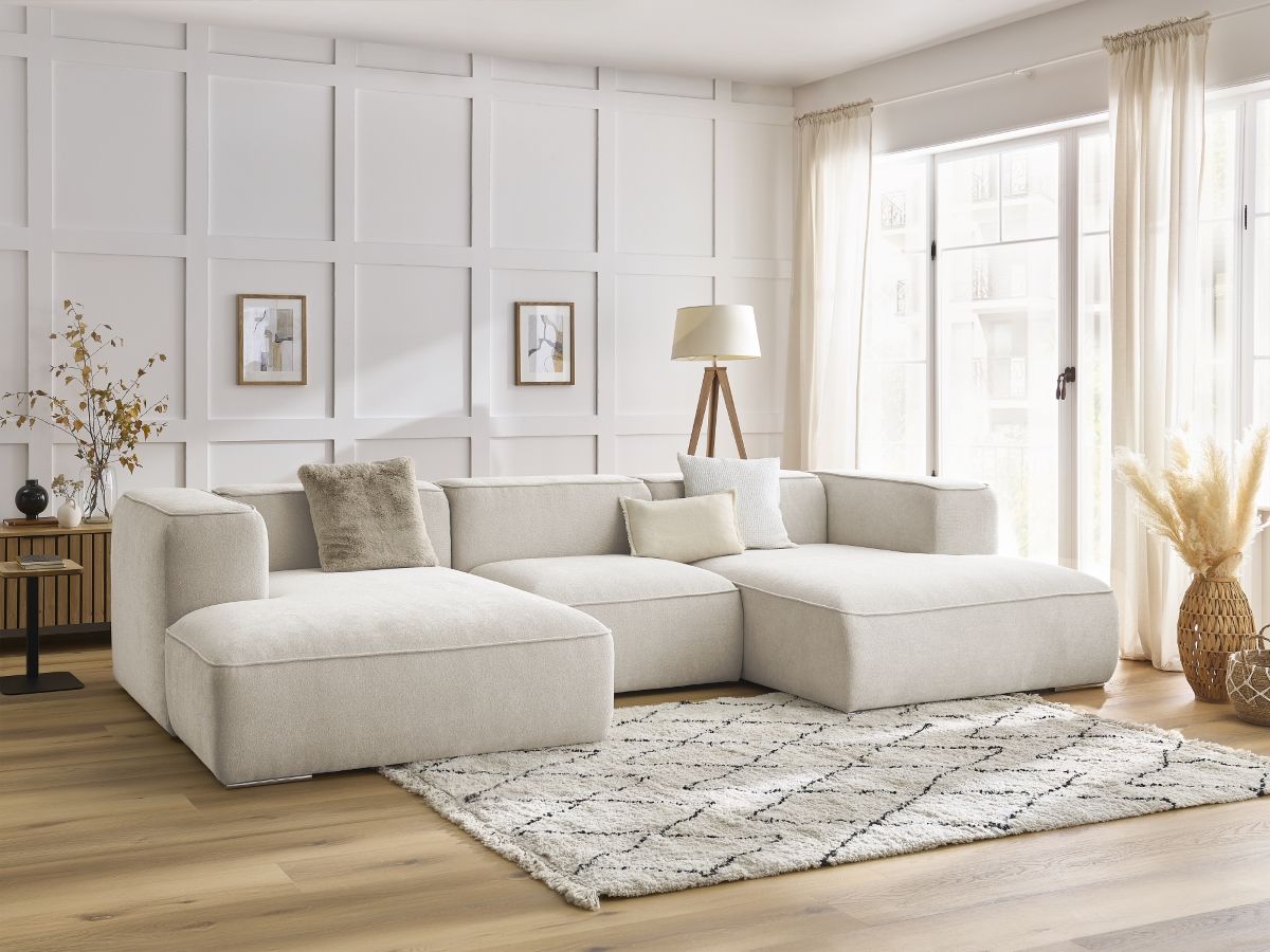 Bobochic Zephyr Wohnlandschaft Strukturstoff Weiß