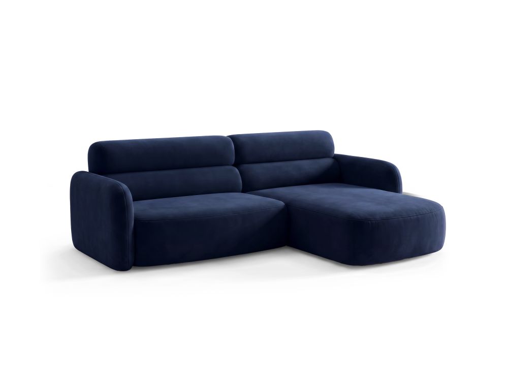 Cosmopolitan Design Ecksofa Malmo 3-Sitzer Samt Bluvel Königsblau Rechts