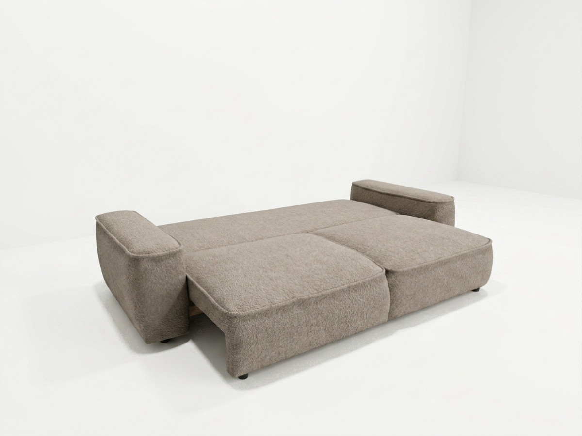 Bobochic Honore Schlafsofa 3-Sitzer mit Bettkasten Chenille Braun