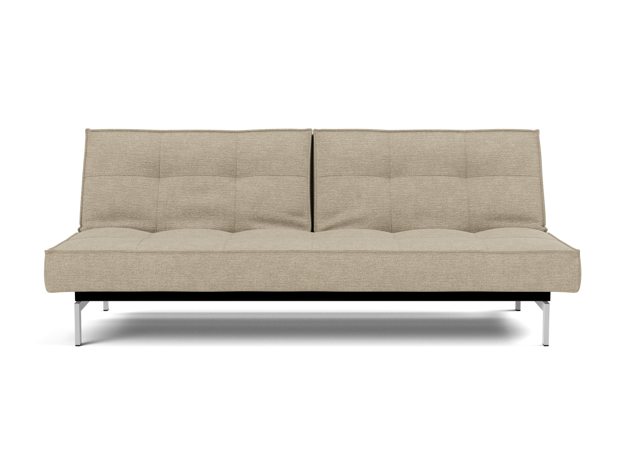 Schlafsofa Splitback Strukturierter Stoff Taura 356-Sand Beine Chrom
