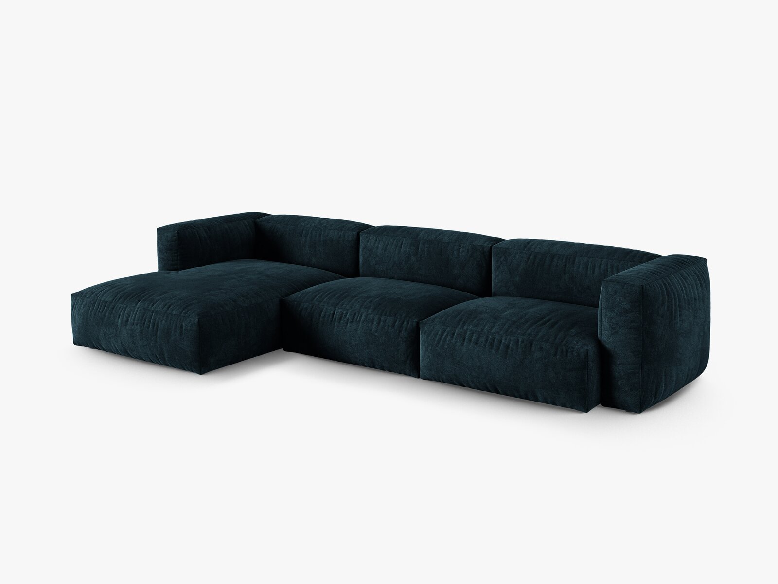 Micadoni Ecksofa Martina 3-Sitzer 90cm Sitztiefe Links Samt Vogue Dunkel Petrol