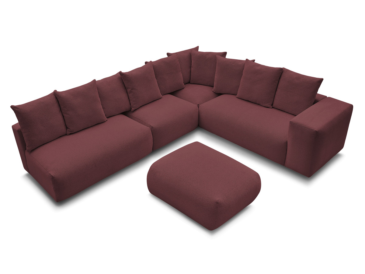 Bobochic Voltaire Ecksofa mit Pouf 322 × 268 cm Melange-Stoff Rot Ecke rechts