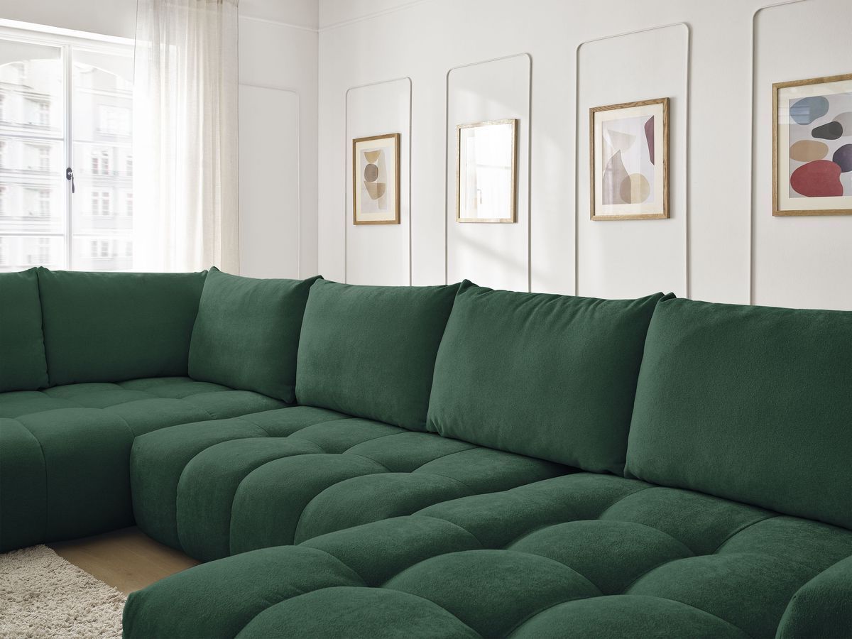 Bobochic Everest Wohnlandschaft, 6 Kissen Strukturstoff Grün Ecke rechts