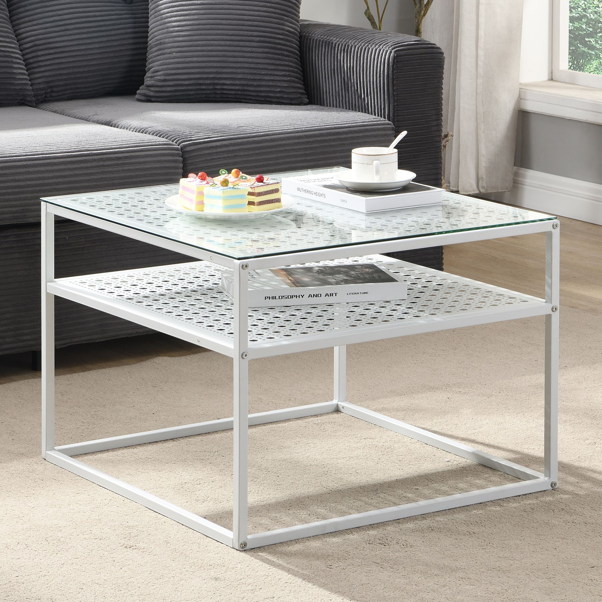 Couchtisch Jelling Glas Weiß 60 × 60 × 45 cm