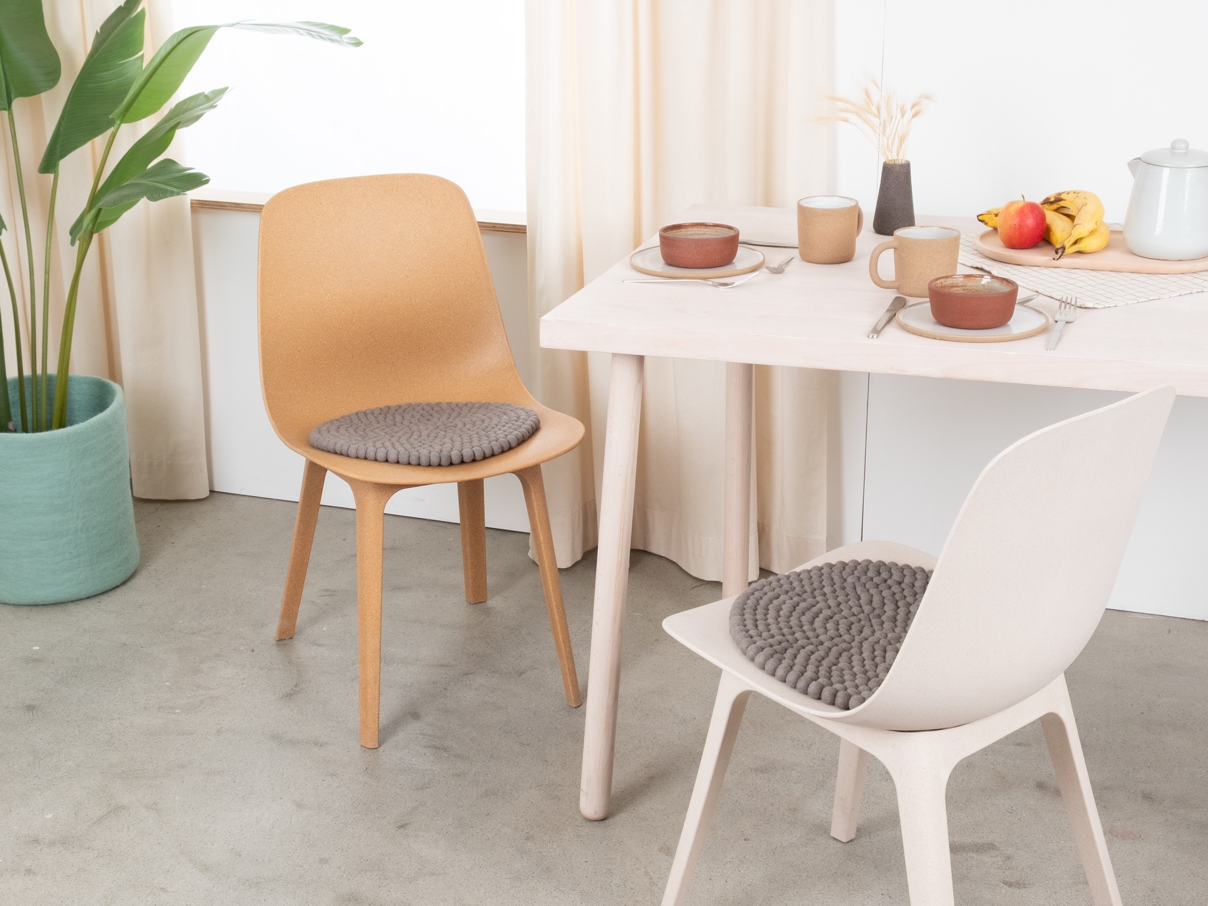 myfelt Kian Filzkugel-Sitzauflage Grau Ø 36 cm