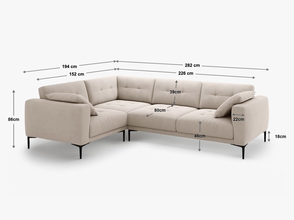 Cosmopolitan Design Ecksofa Lazio 4-Sitzer Samt Salvador Flaschengrün Rechts