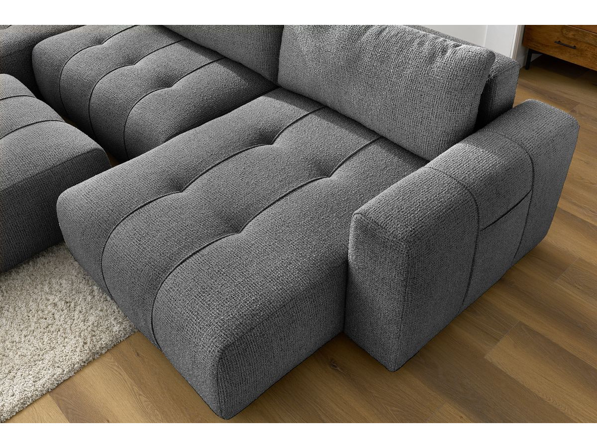 Bobochic Arsene Wohnlandschaft mit Pouf Melange-Stoff Dunkelgrau Ecke rechts