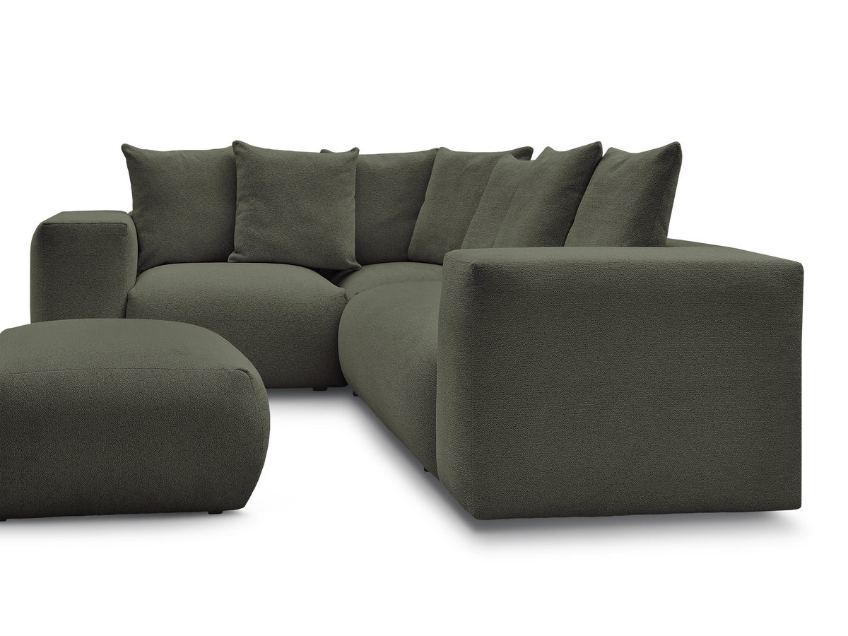 Bobochic Voltaire Ecksofa mit Pouf 268 × 214 cm Melange-Stoff Grün Ecke links