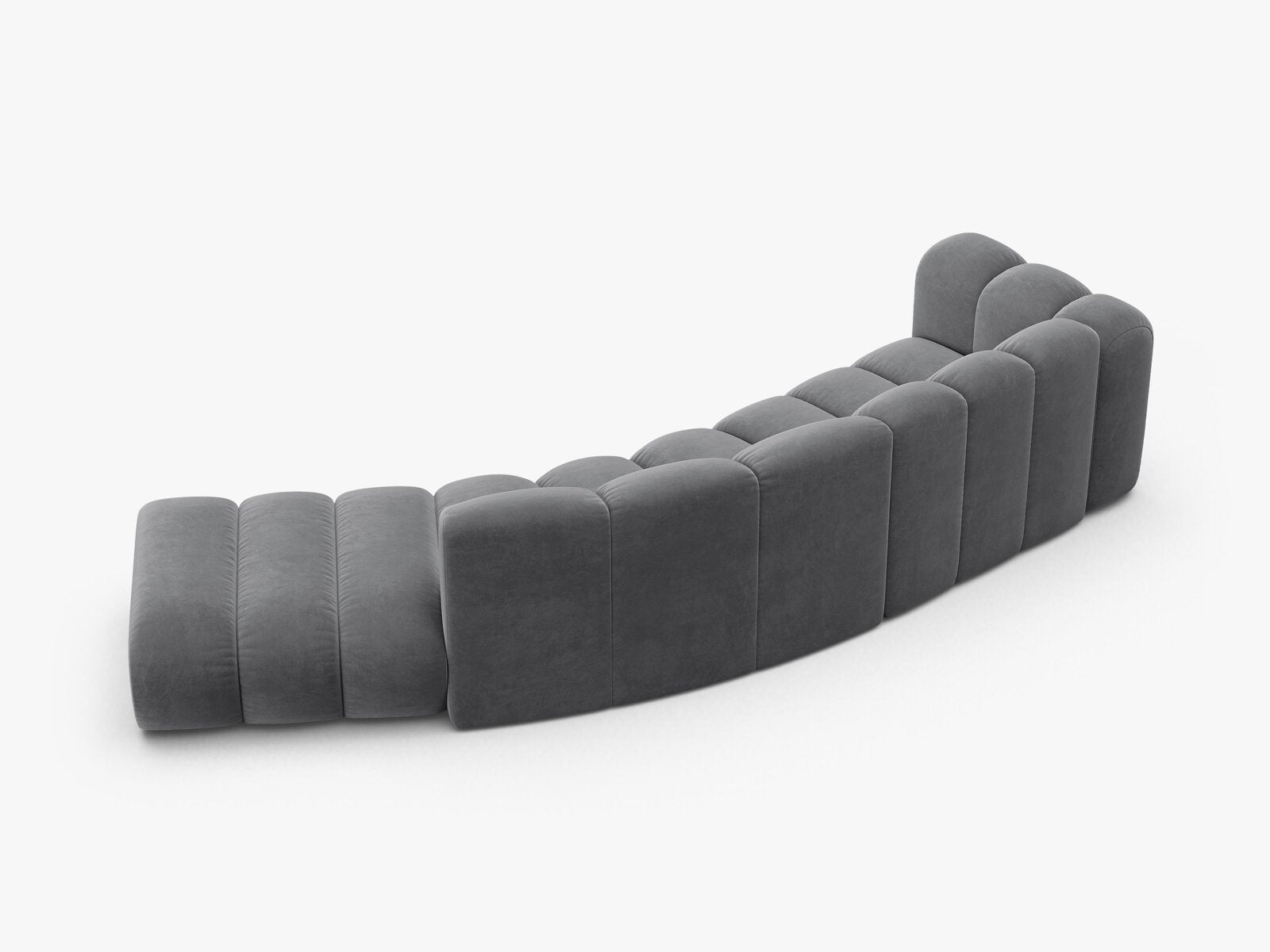 Micadoni Modulares Sofa Lupine 5-Sitzer Rechts Samt Salvador Grau