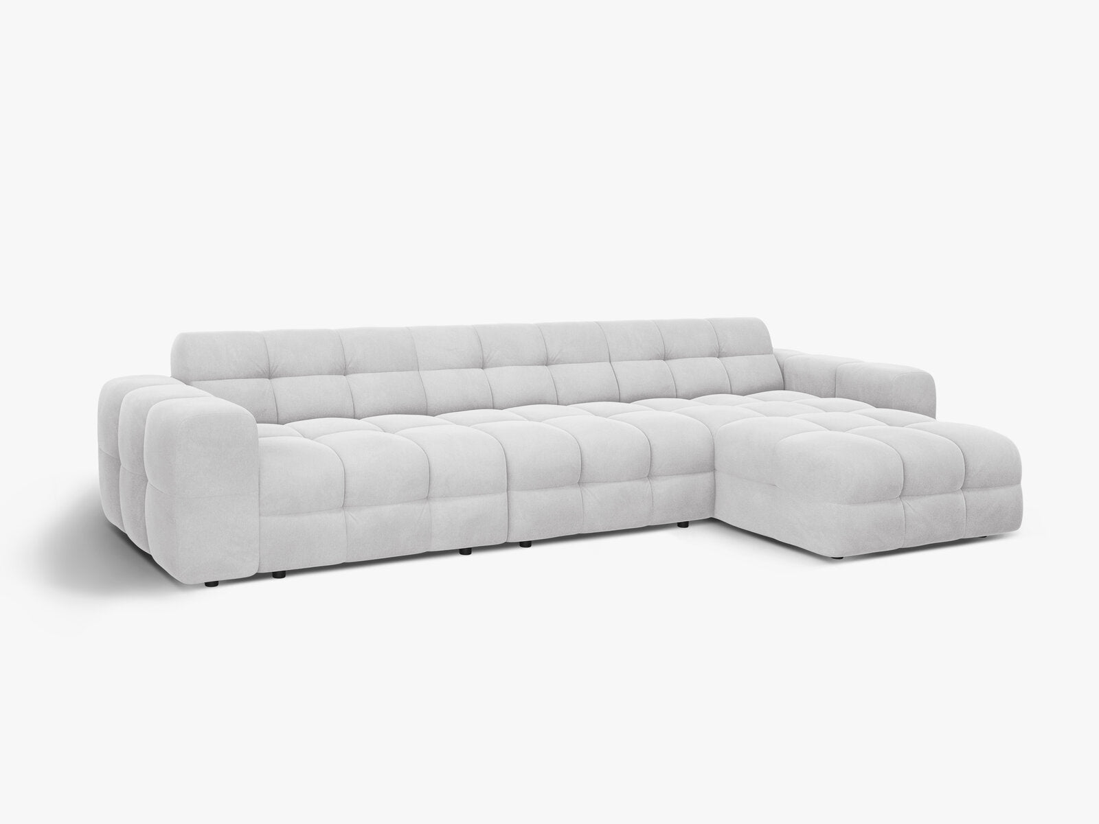 Micadoni Ecksofa Kendal 5-Sitzer Rechts Samt Magic Velvet Hellgrau