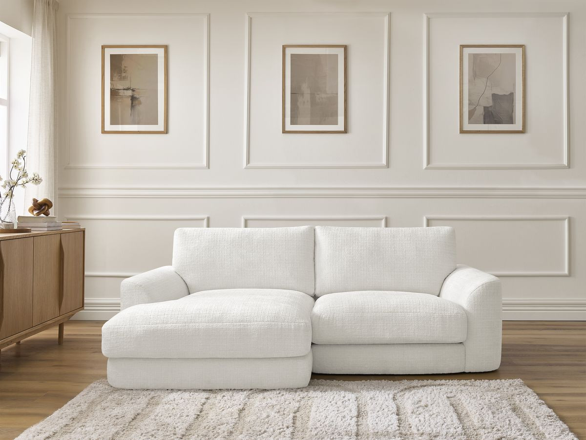 Bobochic Leonore Ecksofa Strukturstoff Weiß Ecke links