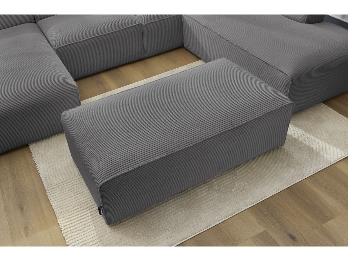 Bobochic Megeve Wohnlandschaft mit Pouf Cordsamt Dunkelgrau Ecke links