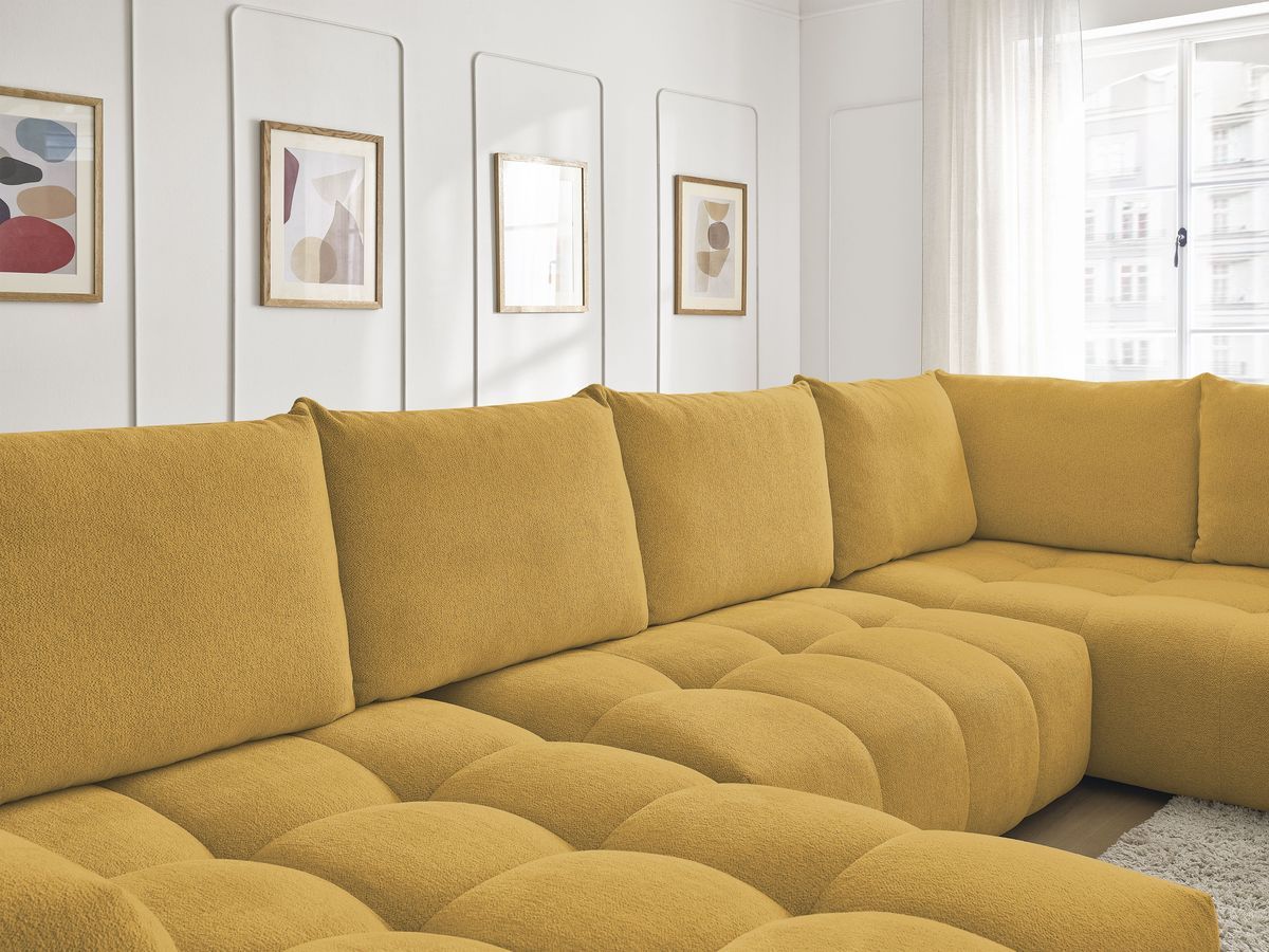 Bobochic Everest Wohnlandschaft, 6 Kissen Melange-Stoff Gelb Ecke links